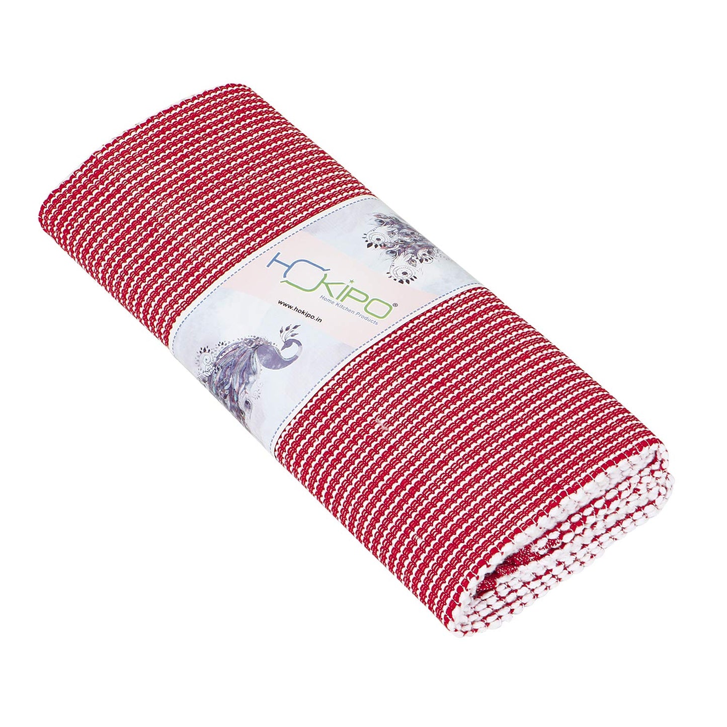 Ribbed Cotton Heat Resistant Dining Table Mat, Red