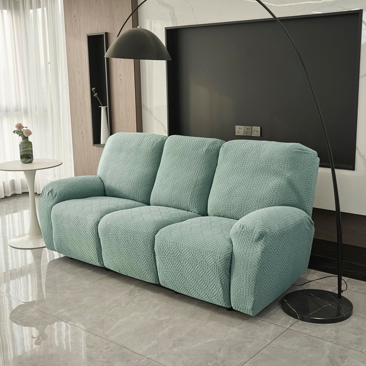 Premium 170 GSM Jacquard Fully Covered Recliner Sofa Cover for 1/2/3 Seaters, Green