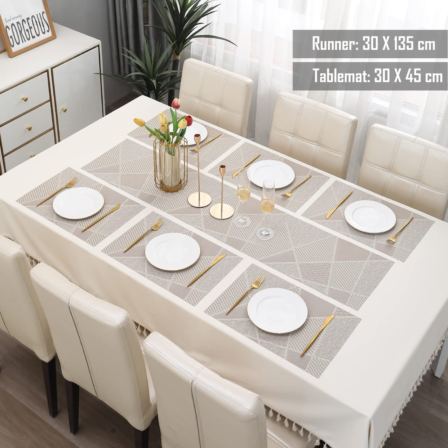 PVC Dining Table Mats, Abstract Beige
