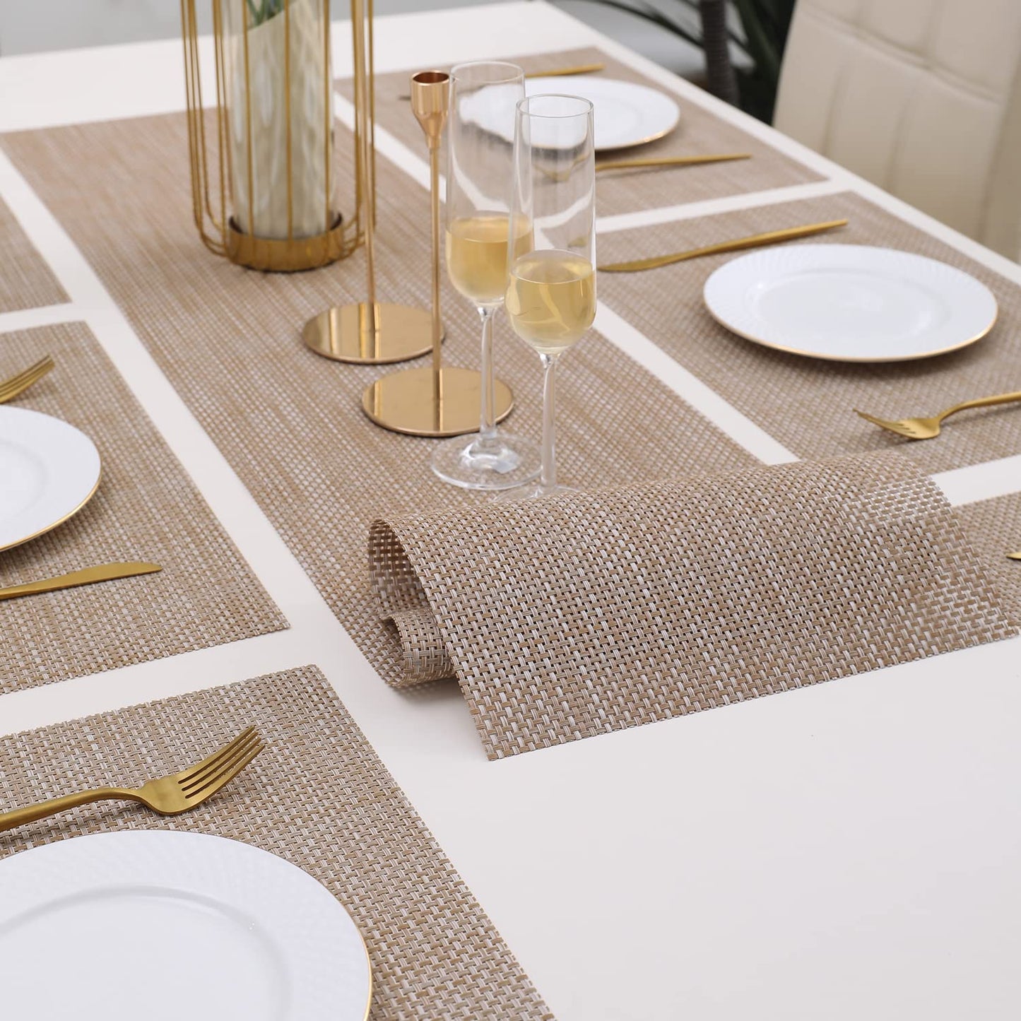 PVC Dining Table Mats, Beige