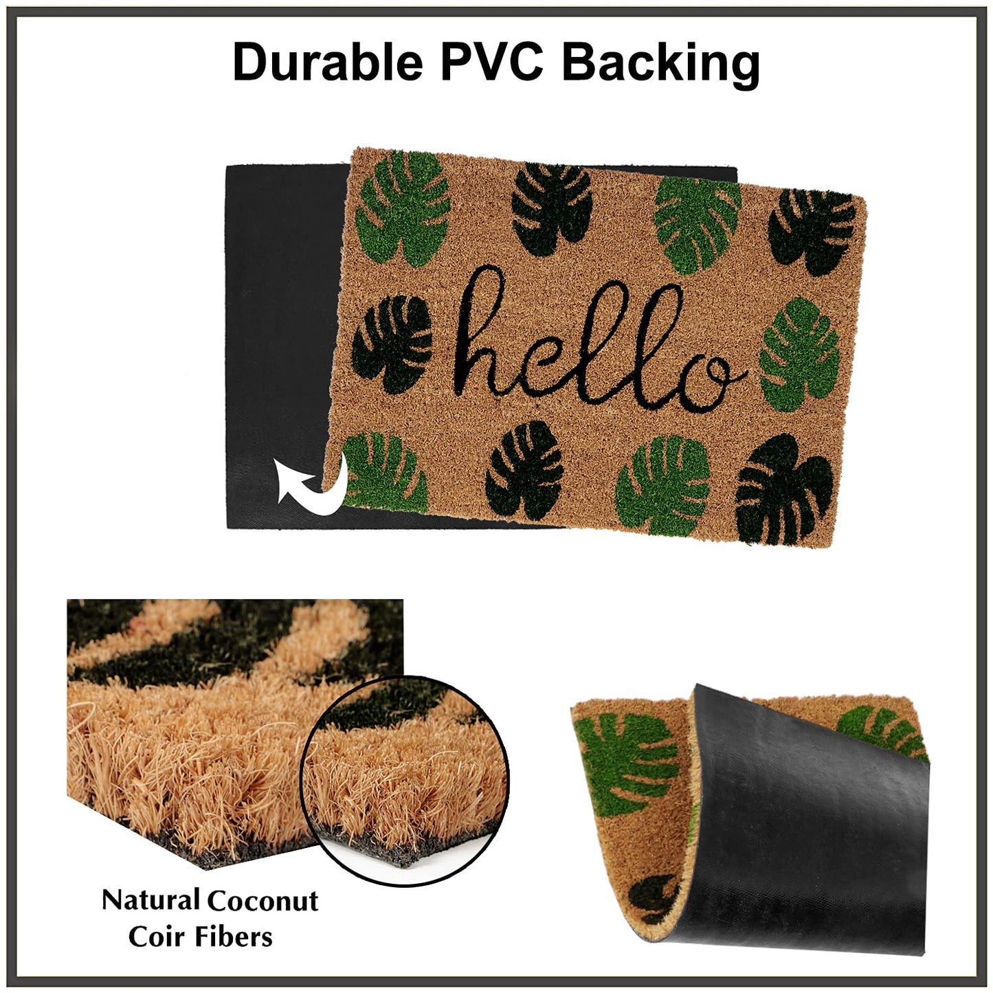 Coir Entrance Door Mat with Anti-Slip PVC Backing