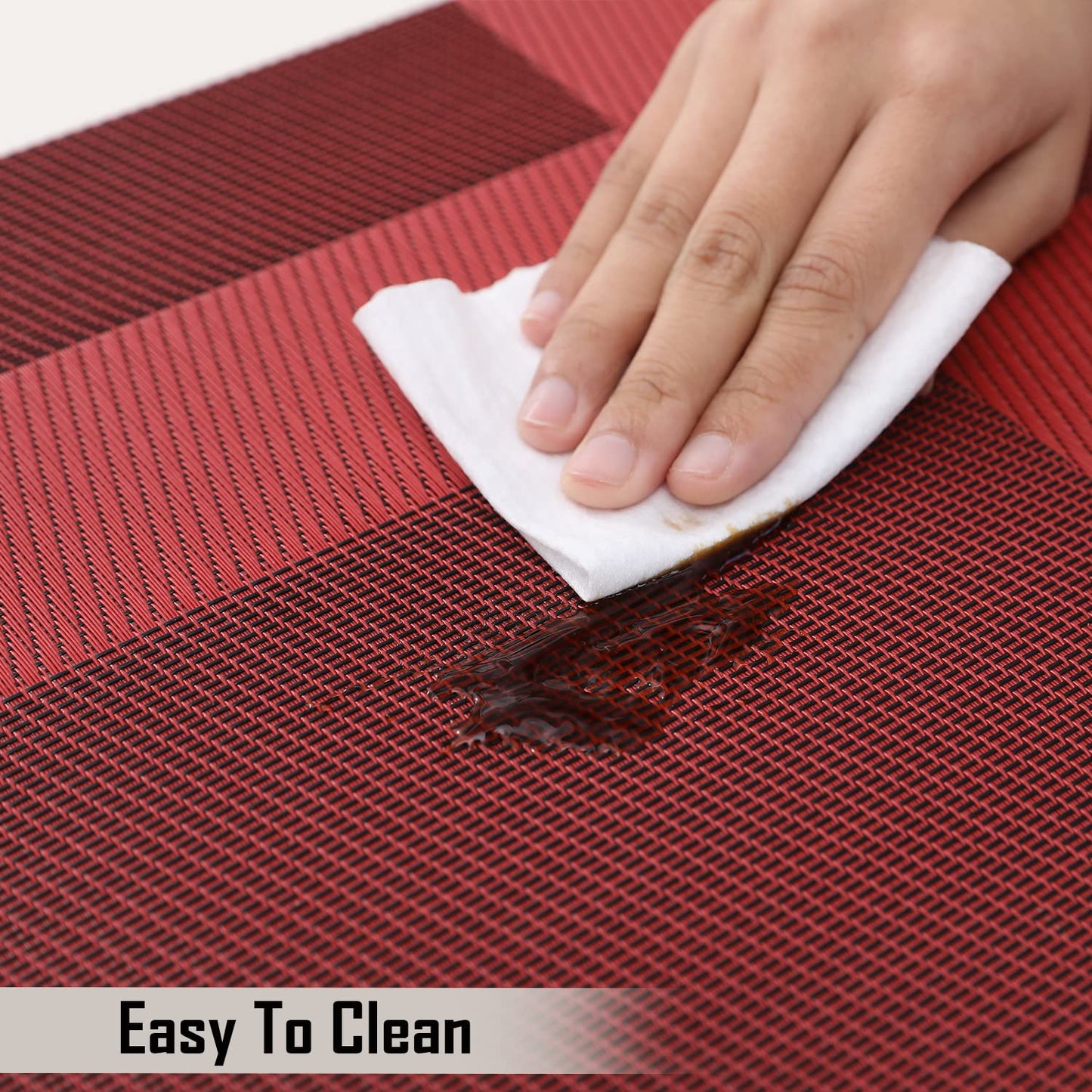 PVC Dining Table Mats, Ruby Red