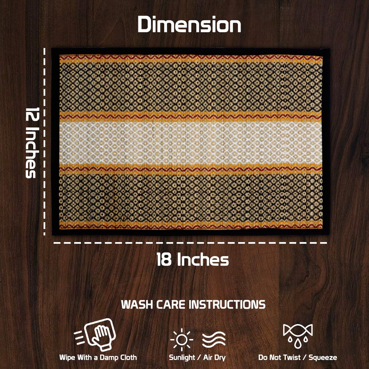 Handmade Madurkathi River Grass Dining Table Mats, Black