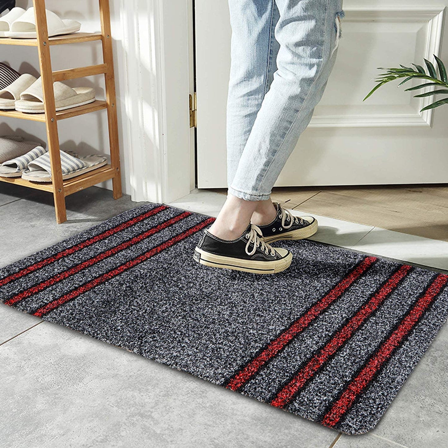 Rubber Back Dirt Trapper Rectangular Doormats For Entrance Big Size, Black, 48X78 Cm