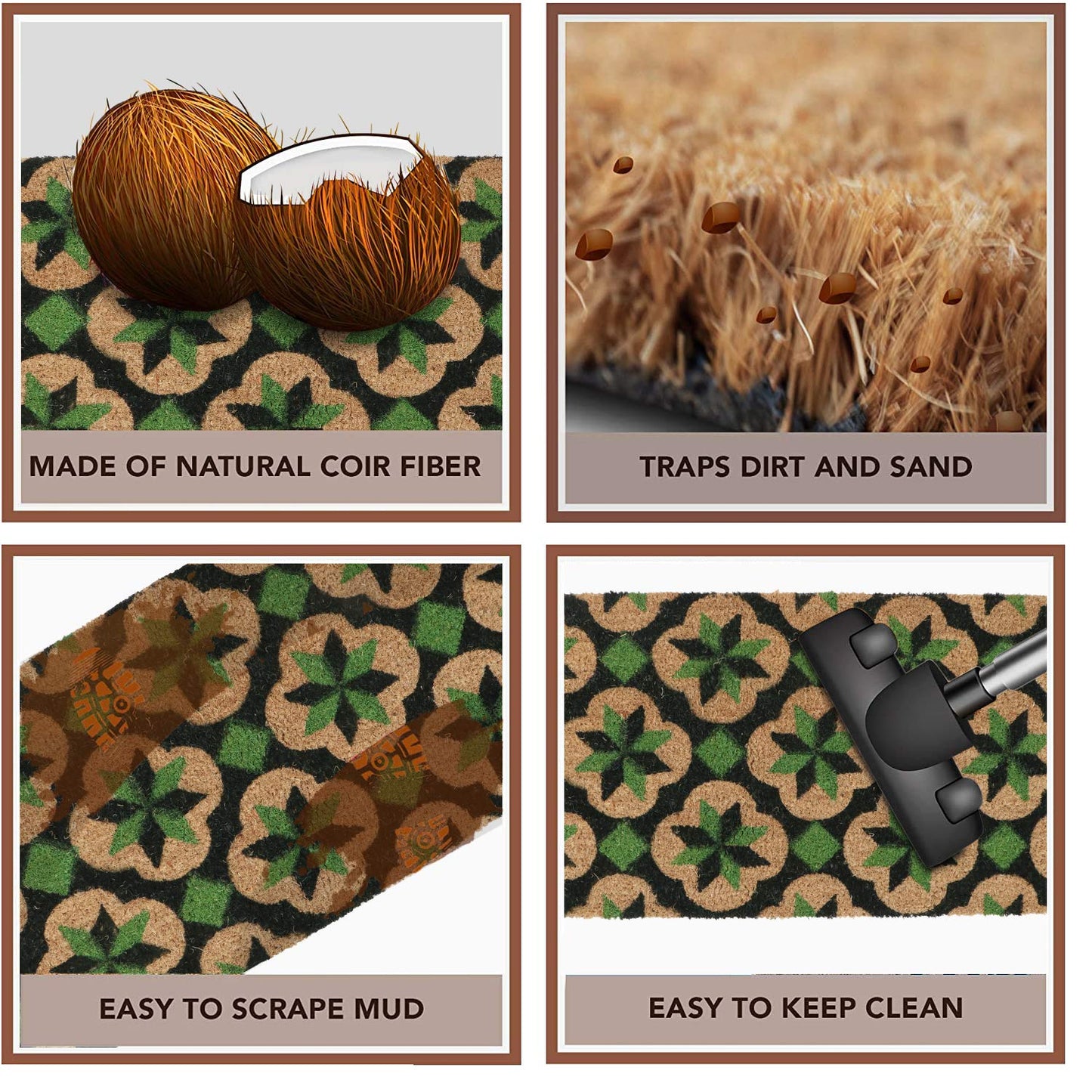 Coir Entrance Door Mat with Anti-Slip PVC Backing