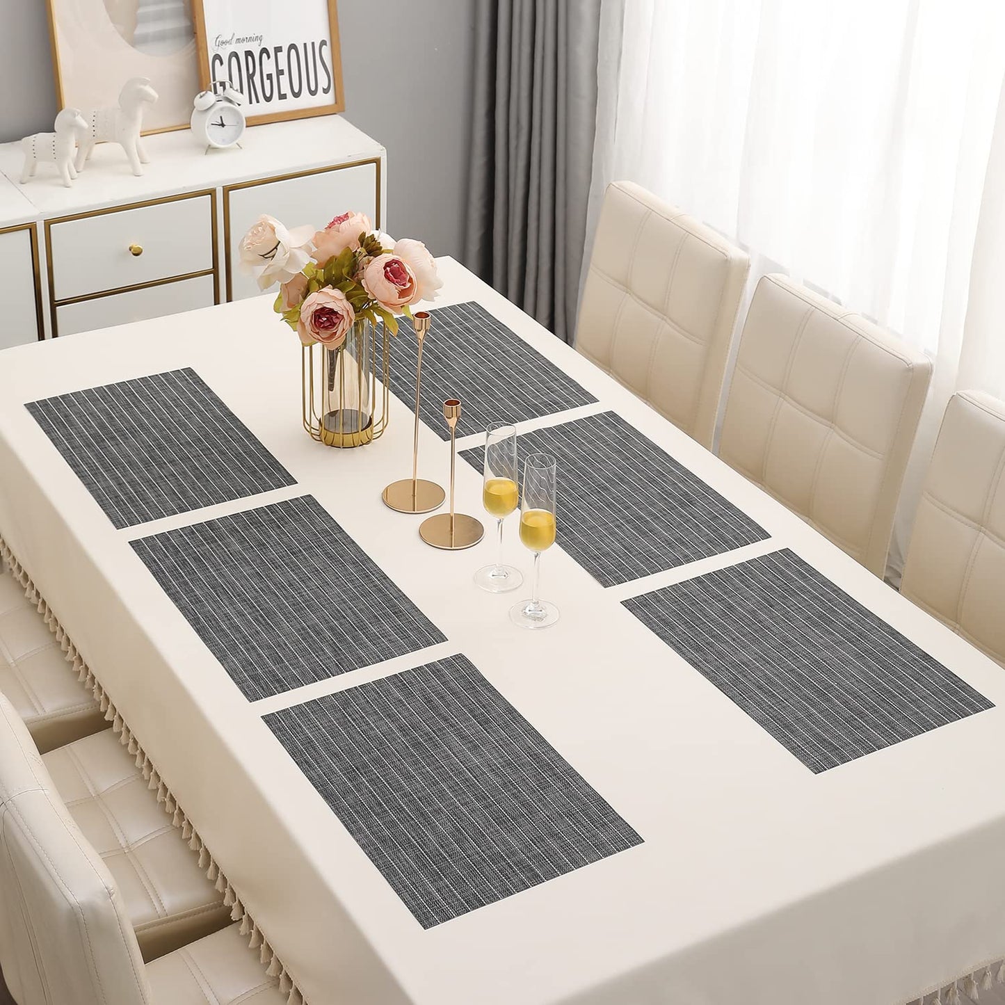 PVC Dining Table Mats, Grey