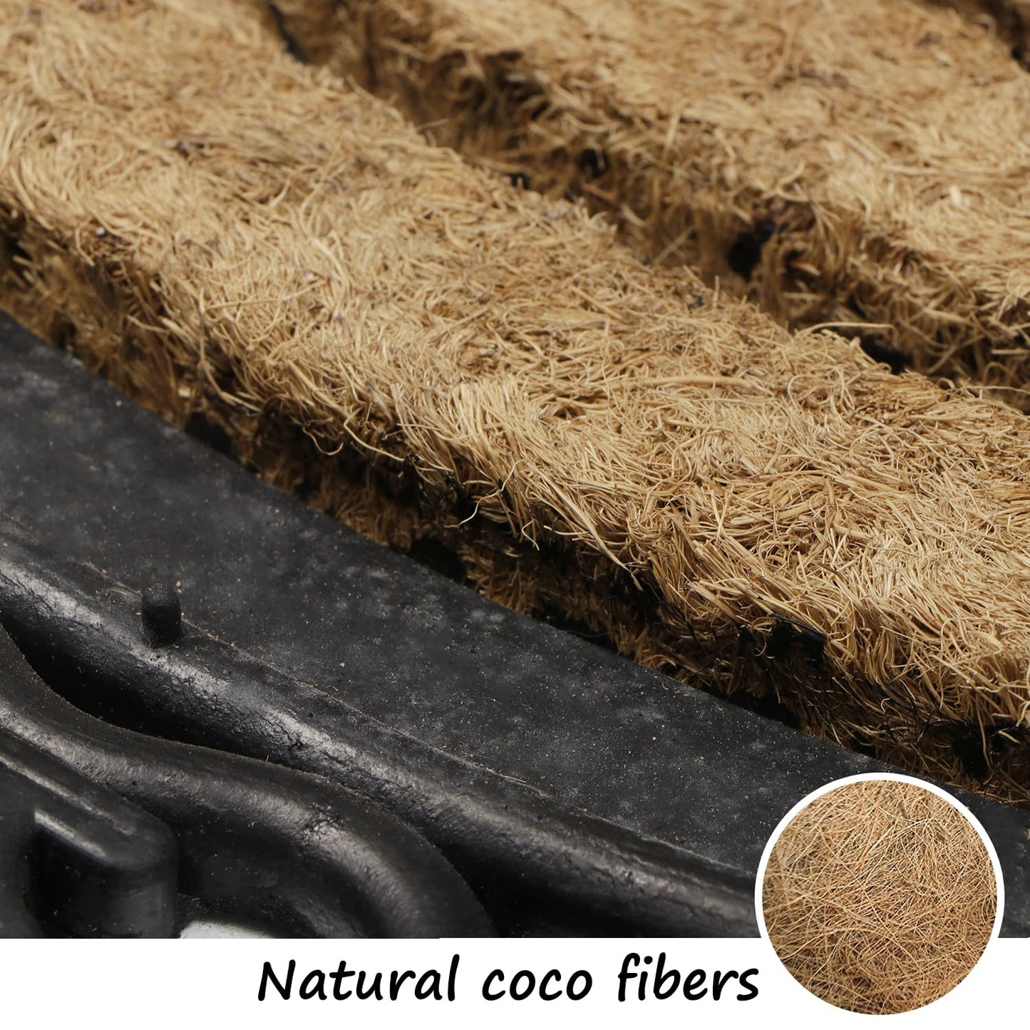 Outdoor Rubber Coir Grill Doormat, Semi-Circle, 45x75 cm
