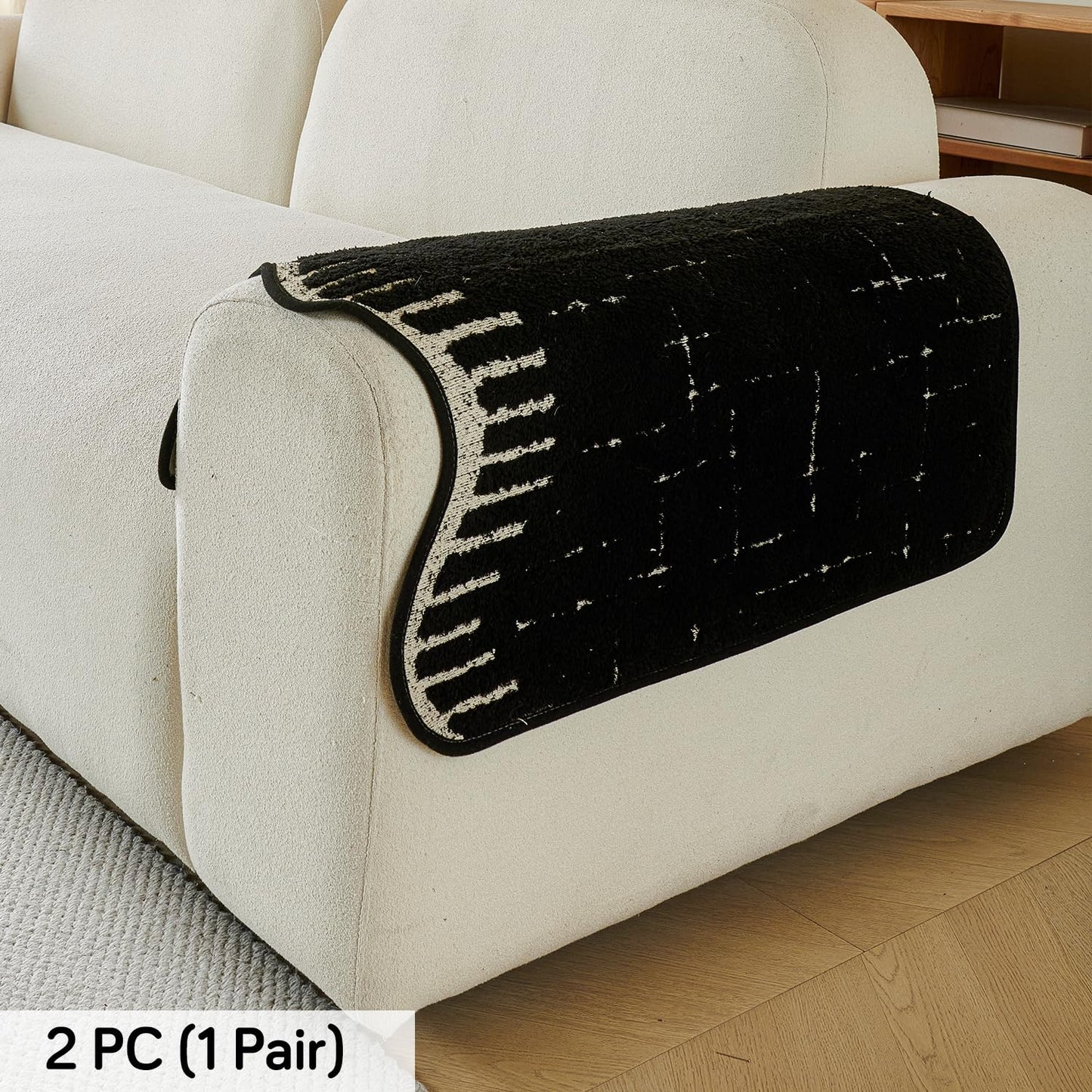 Premium Supple Soft Wavy Sofa Cover Mat, Black