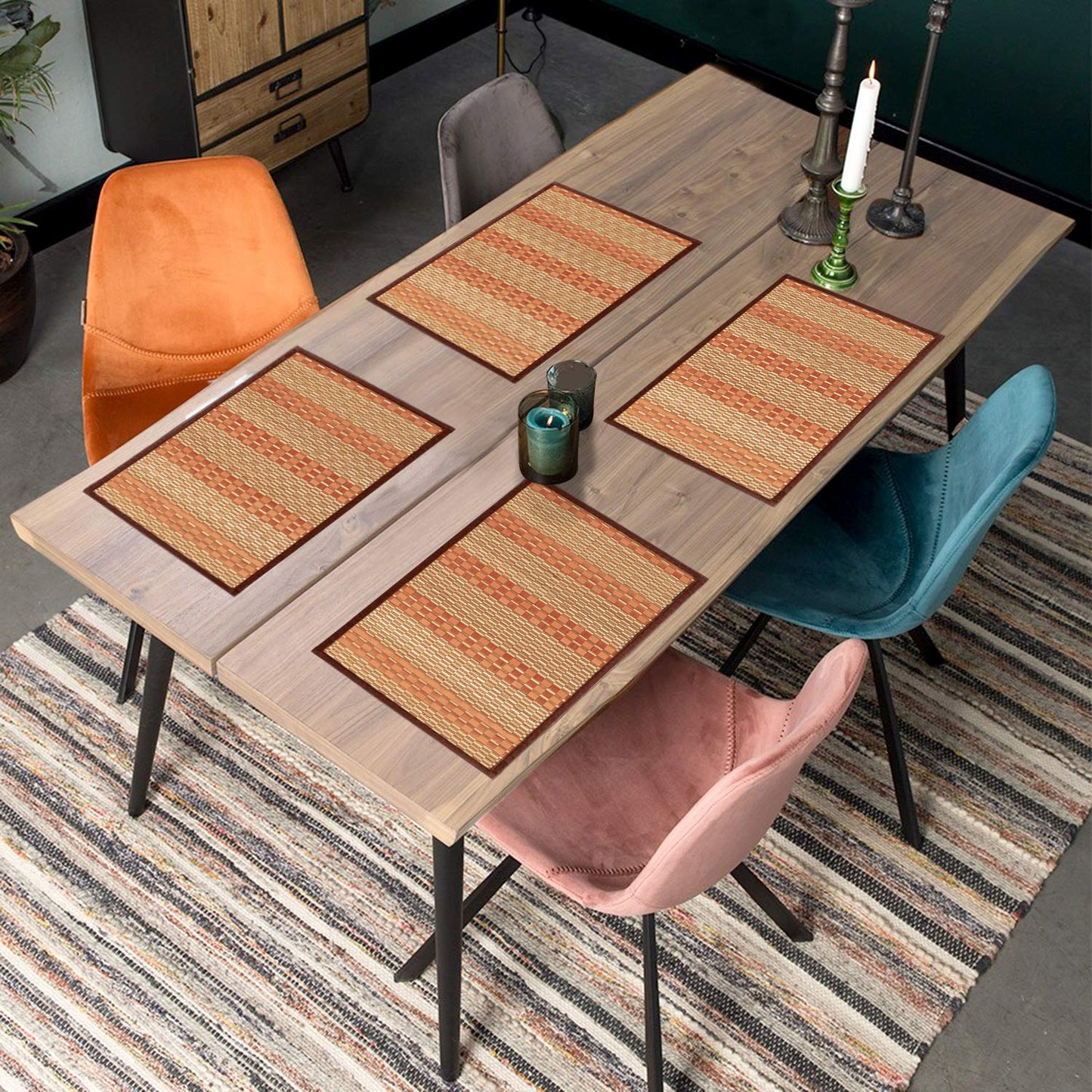 Heat Resistant Bamboo Dinner Mats, Orange