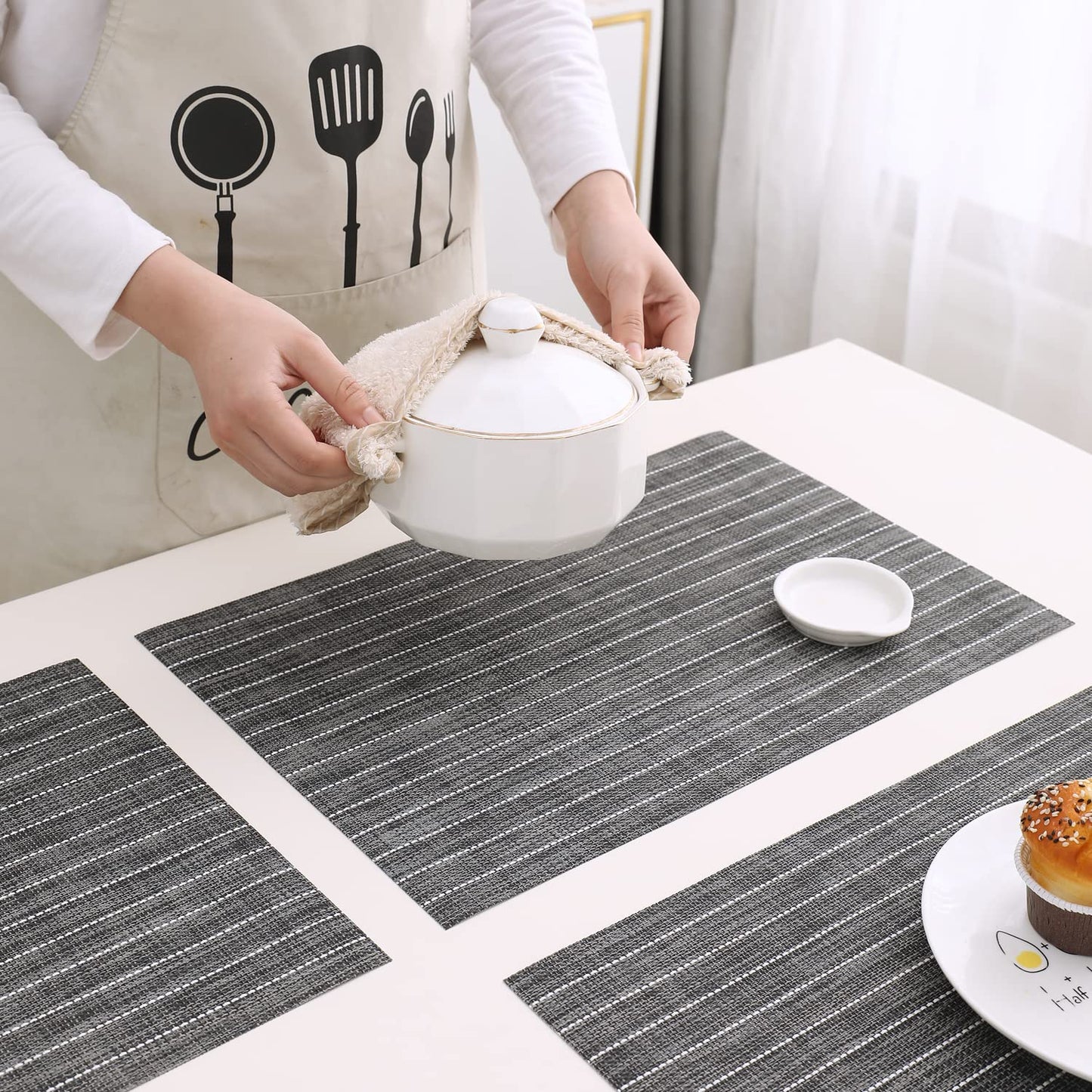 PVC Dining Table Mats, Grey