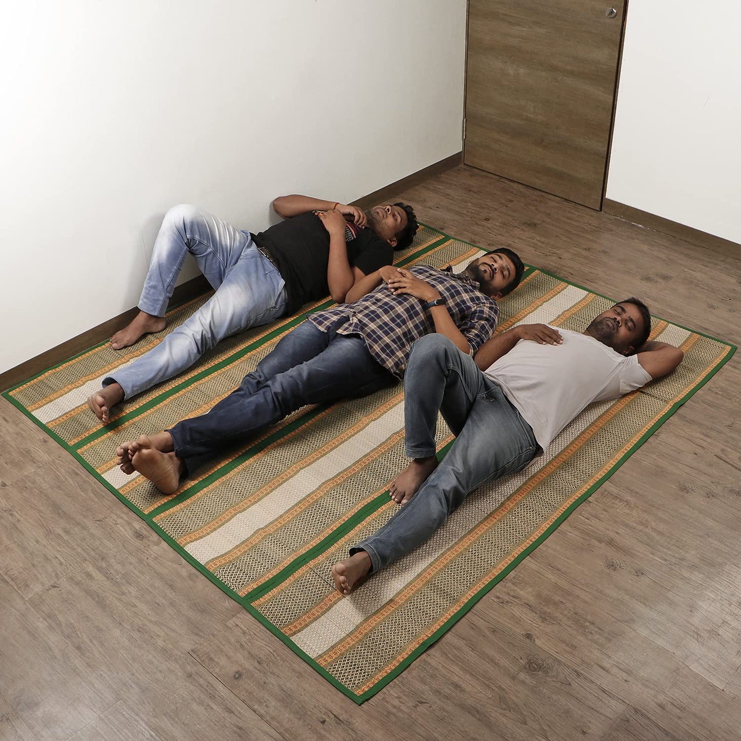 Natural Handmade Madurkathi Large Chatai Mats for Home, Green