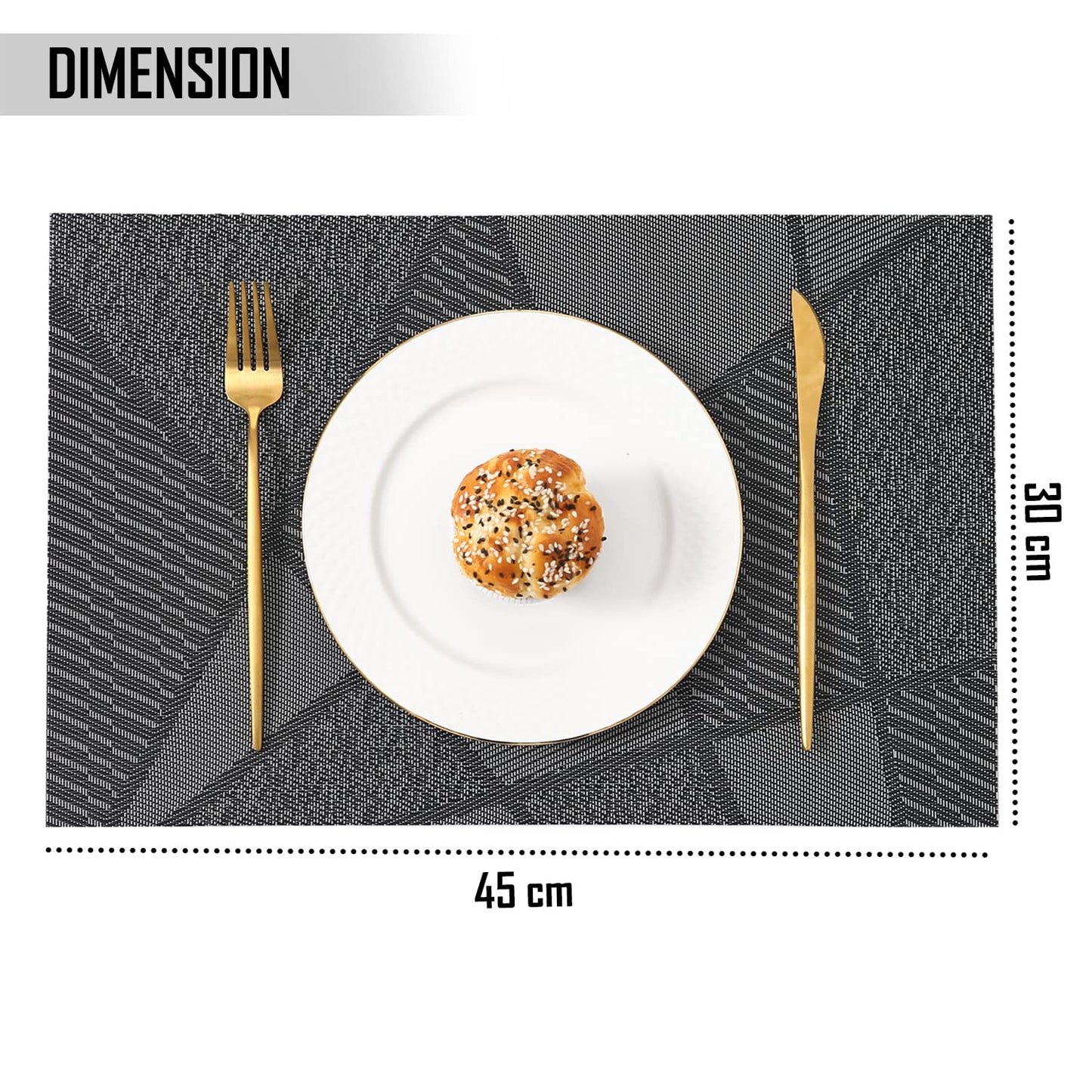 PVC Dining Table Mats, Abstract Black