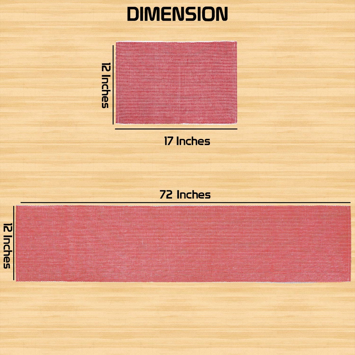 Ribbed Cotton Heat Resistant Dining Table Mat, Red