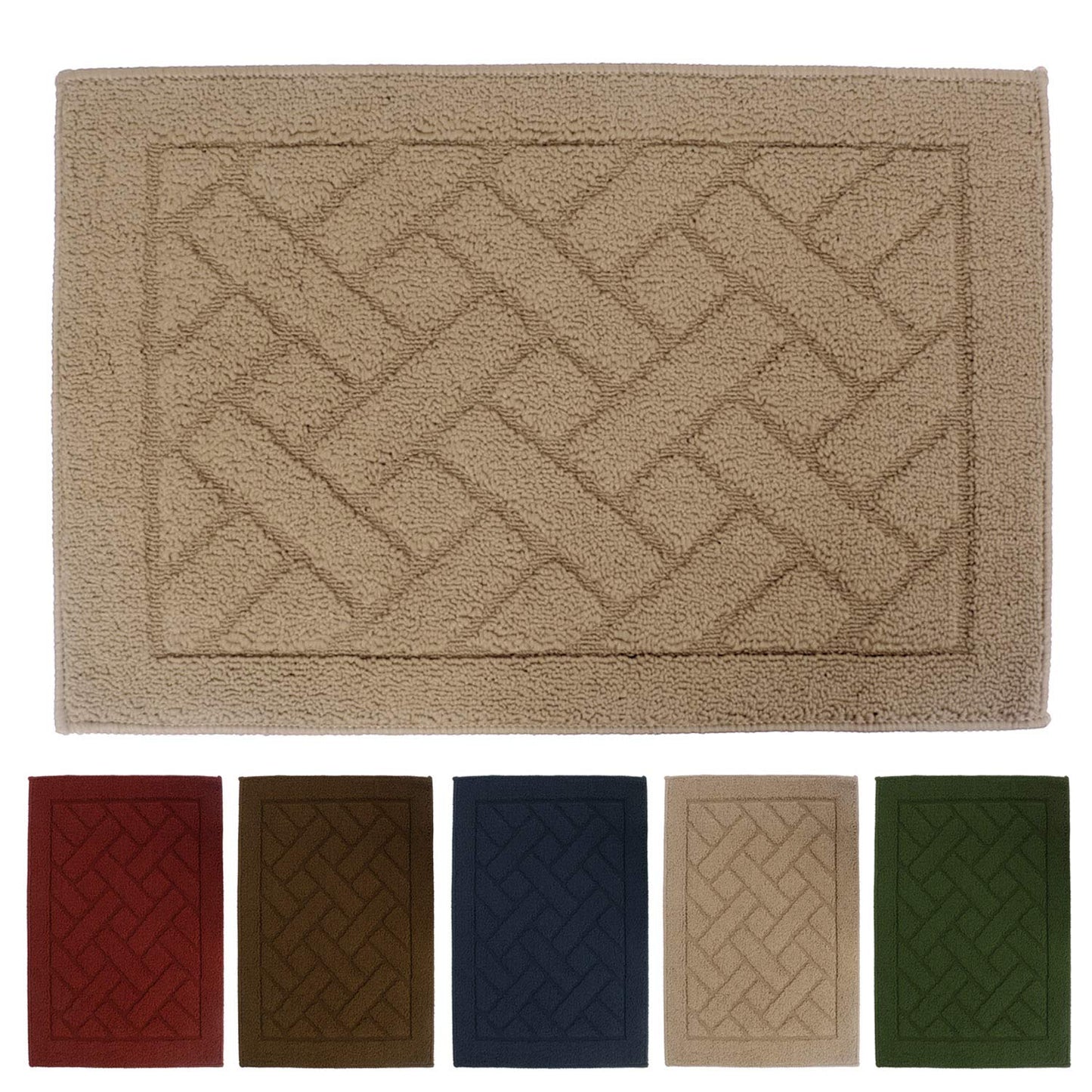 Front Door Inside and Outside Dirt Trapper Mat Polypropylene Fiber Anti-Slip Rubber Back Machine Washable Mat, Rectangular - 45 x 70 cm, Light Brown
