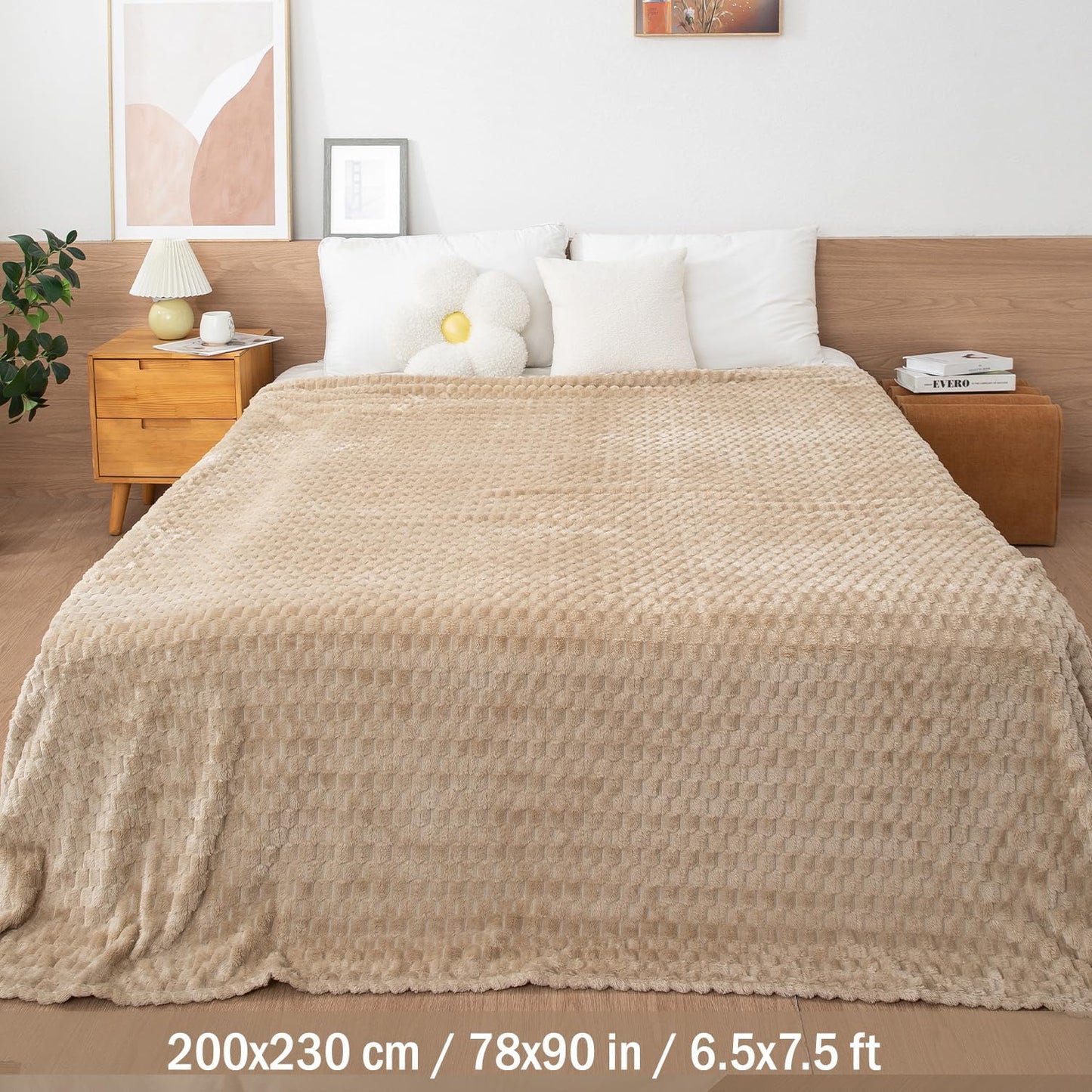 Beige Colour Bubble Texture AC Blanket Double Bed | HOKIPO