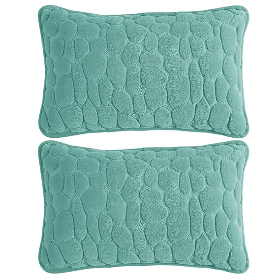 Buy Cute Fog Blue colour Zippered Pebble Texture Milk Velvet Cushion Covers