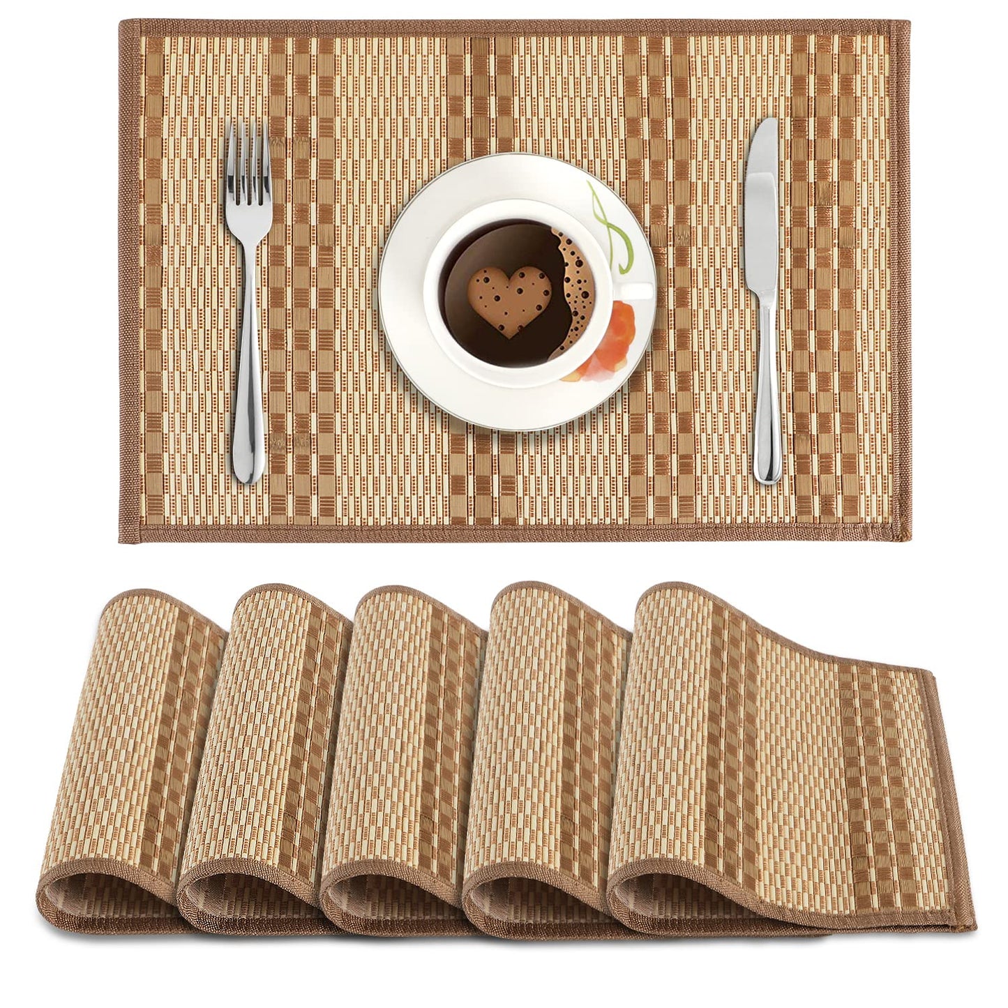 Heat Resistant Bamboo Dinner Mats, Burnt Orange