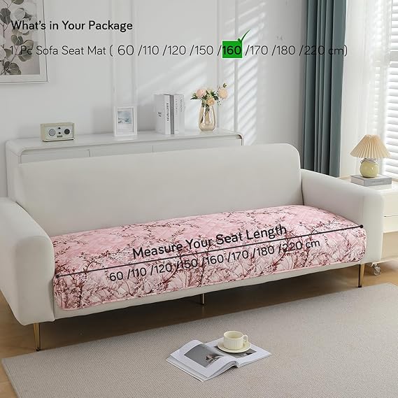 Quilted, Waterproof and Anti-Slip Sofa Cover Mat, Blossom Flower Pink