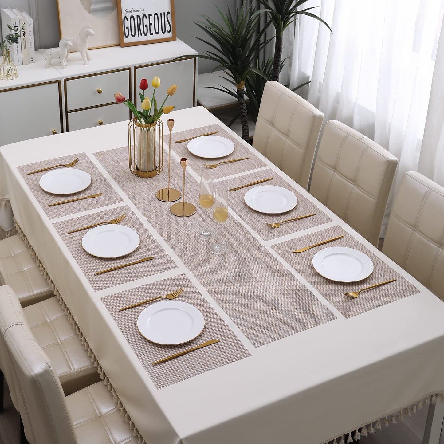 PVC Dining Table Mats, Beige