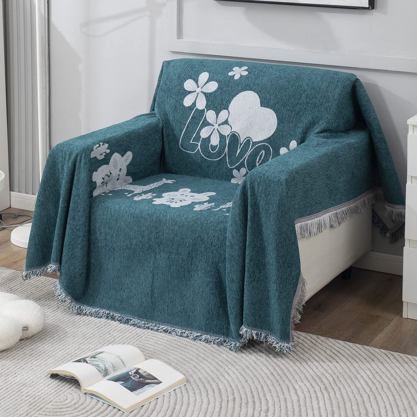 Thick, Soft and Pet Friendly Chenille Sofa Cover Throw,