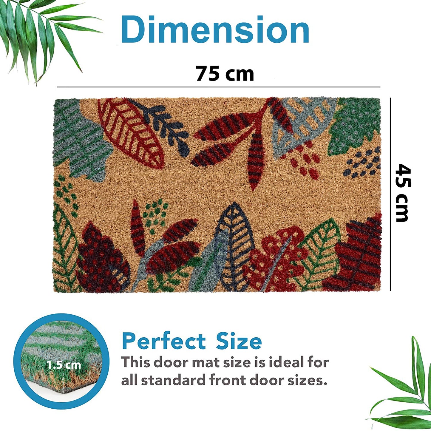 Coir Entrance Door Mat with Anti-Slip PVC Backing