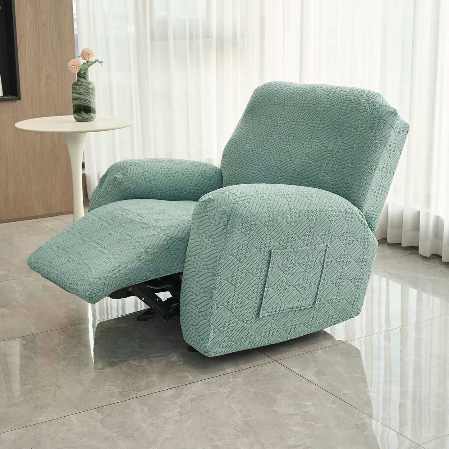 Premium 170 GSM Jacquard Fully Covered Recliner Sofa Cover for 1/2/3 Seaters, Green