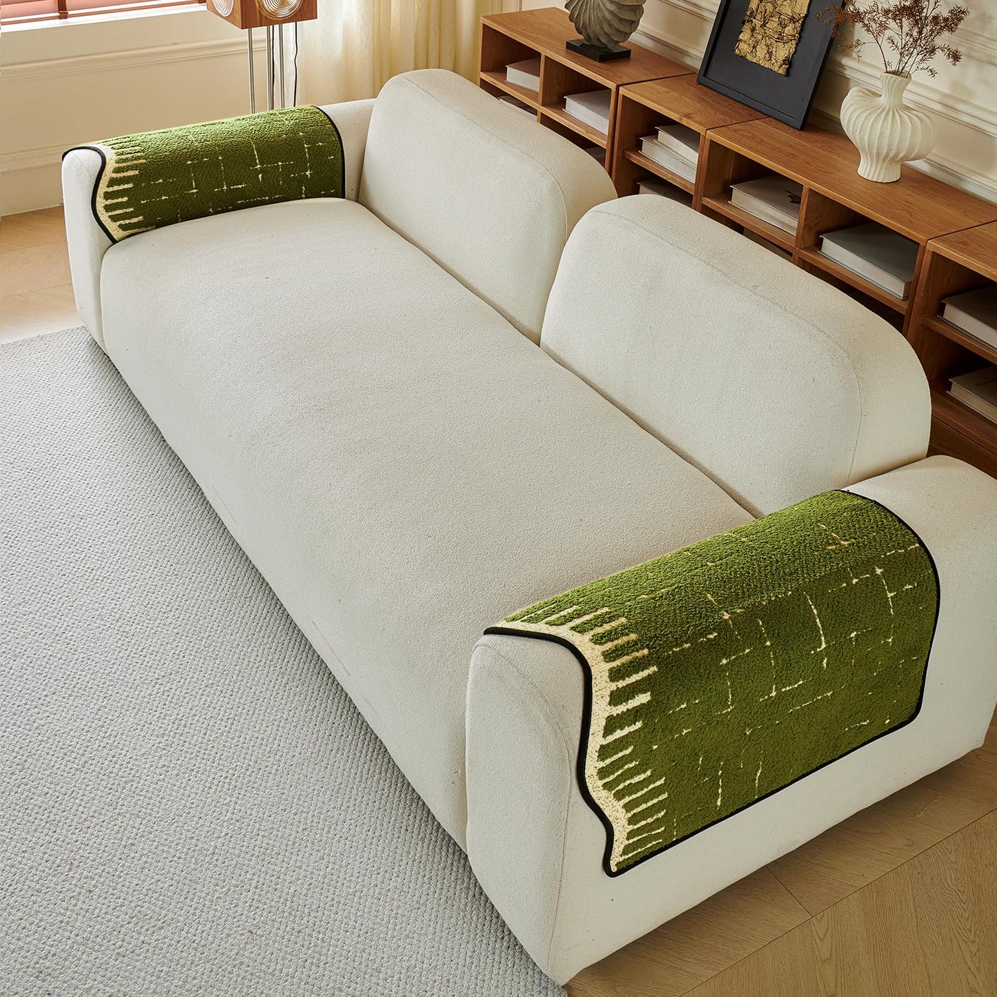 Premium Supple Soft Wavy Sofa Cover Mat, Green