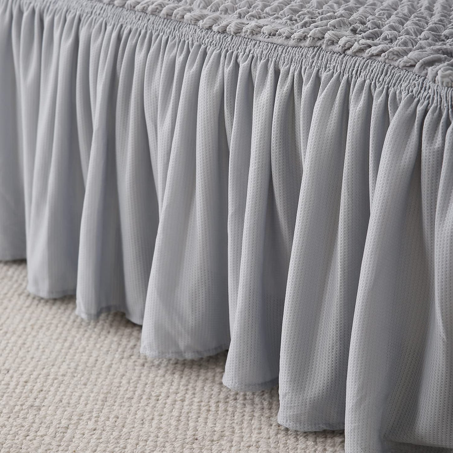 Ash Grey Elastic Turkish Bubble frill beautiful sofa ke cover