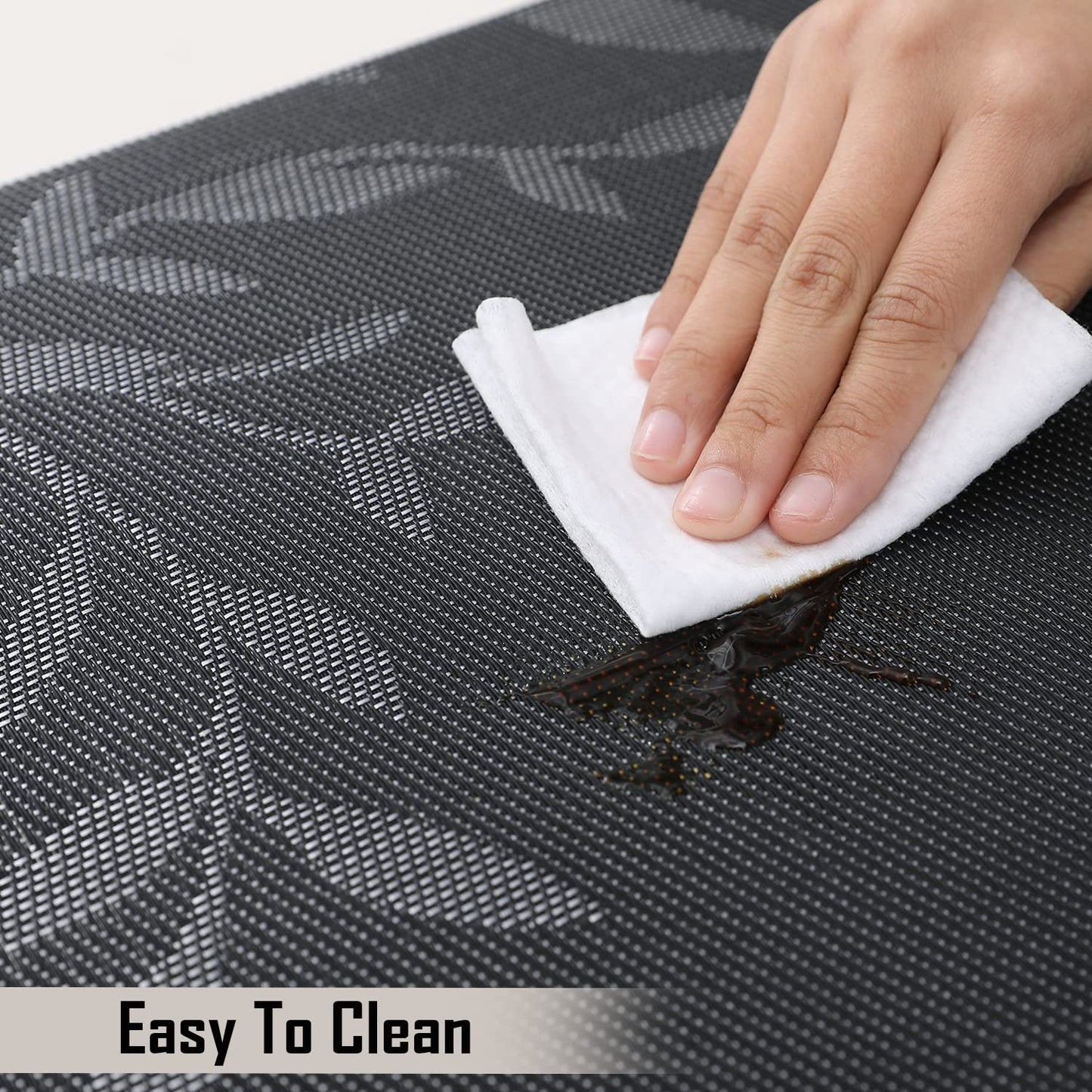 PVC Dining Table Mats, Black Leaves