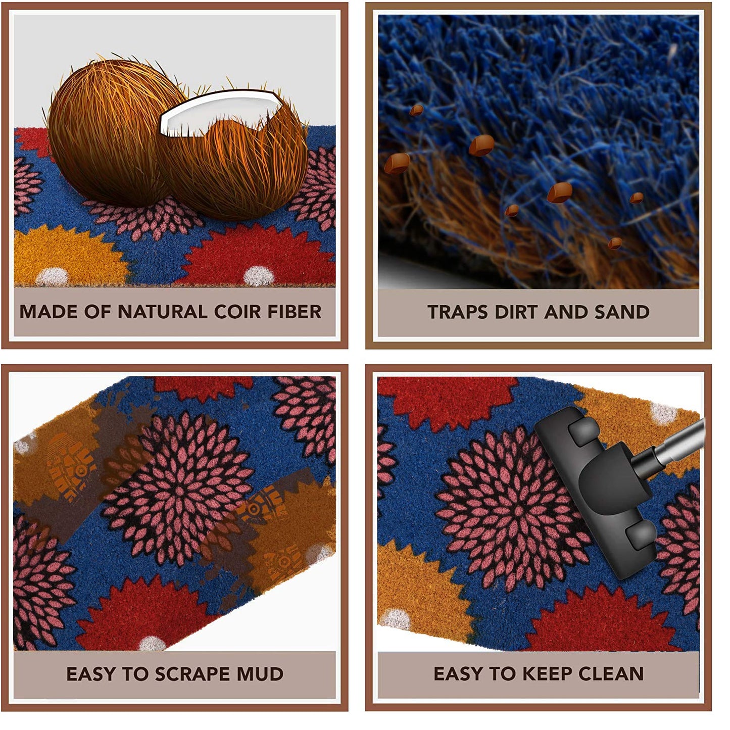 Coir Entrance Door Mat with Anti-Slip PVC Backing