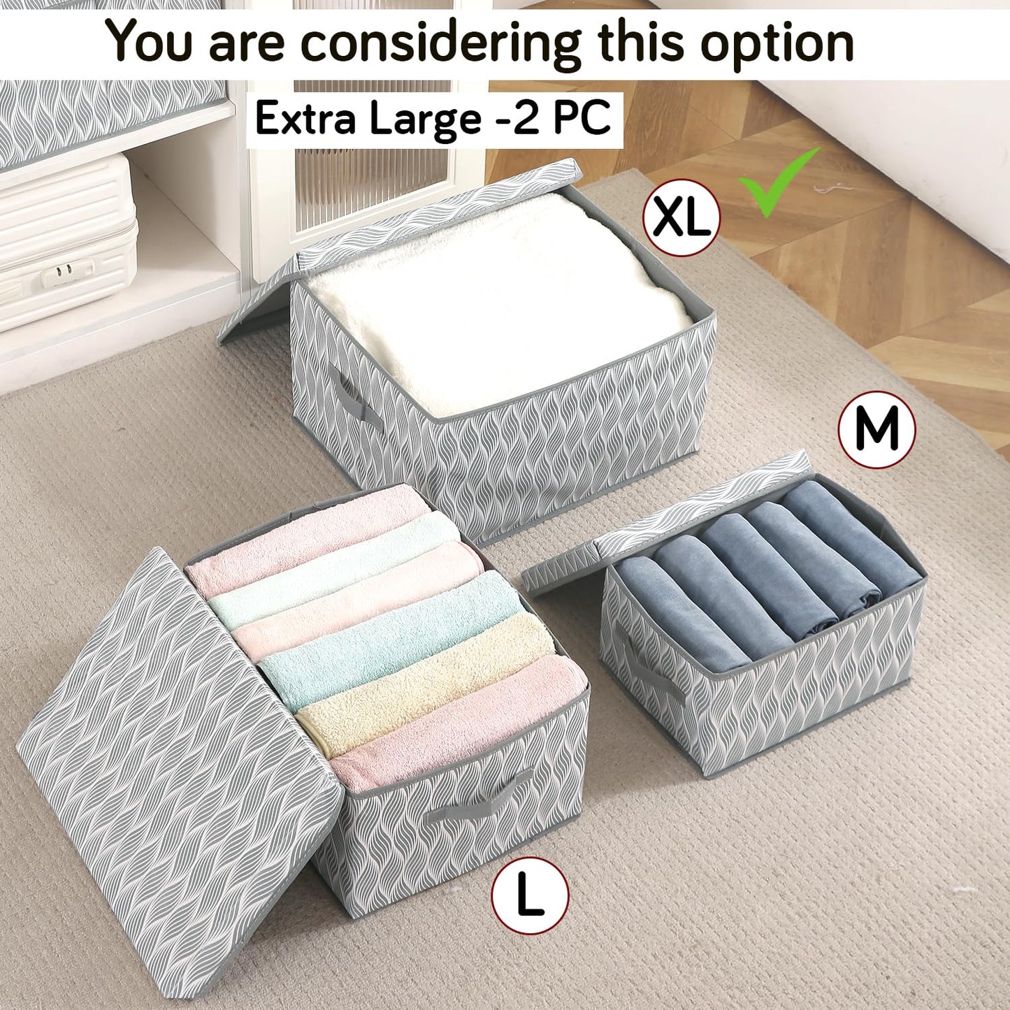 Foldable Cloth Storage Box | Wardrobe Organizer with Lid
