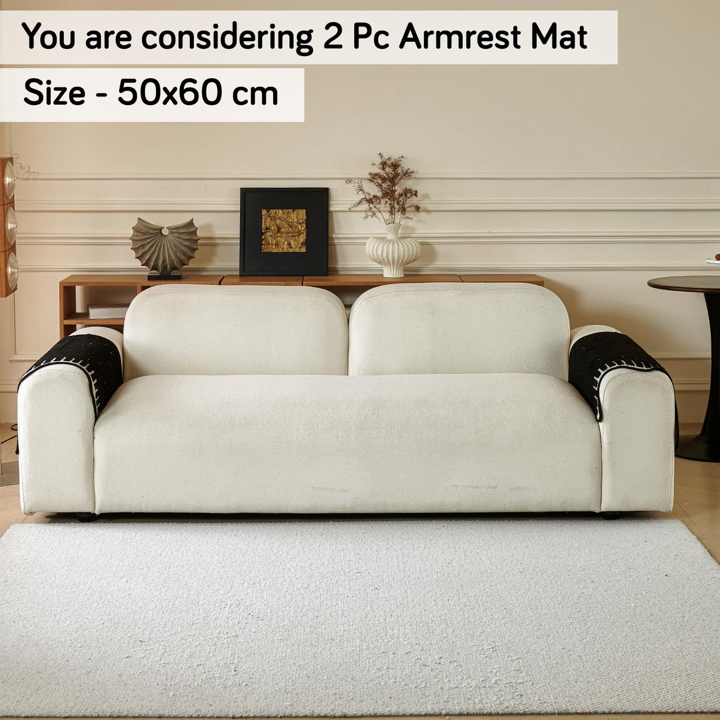 Premium Supple Soft Wavy Sofa Cover Mat, Black