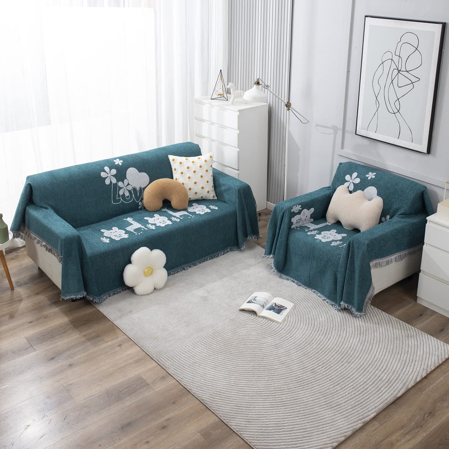 Thick, Soft and Pet Friendly Chenille Sofa Cover Throw,