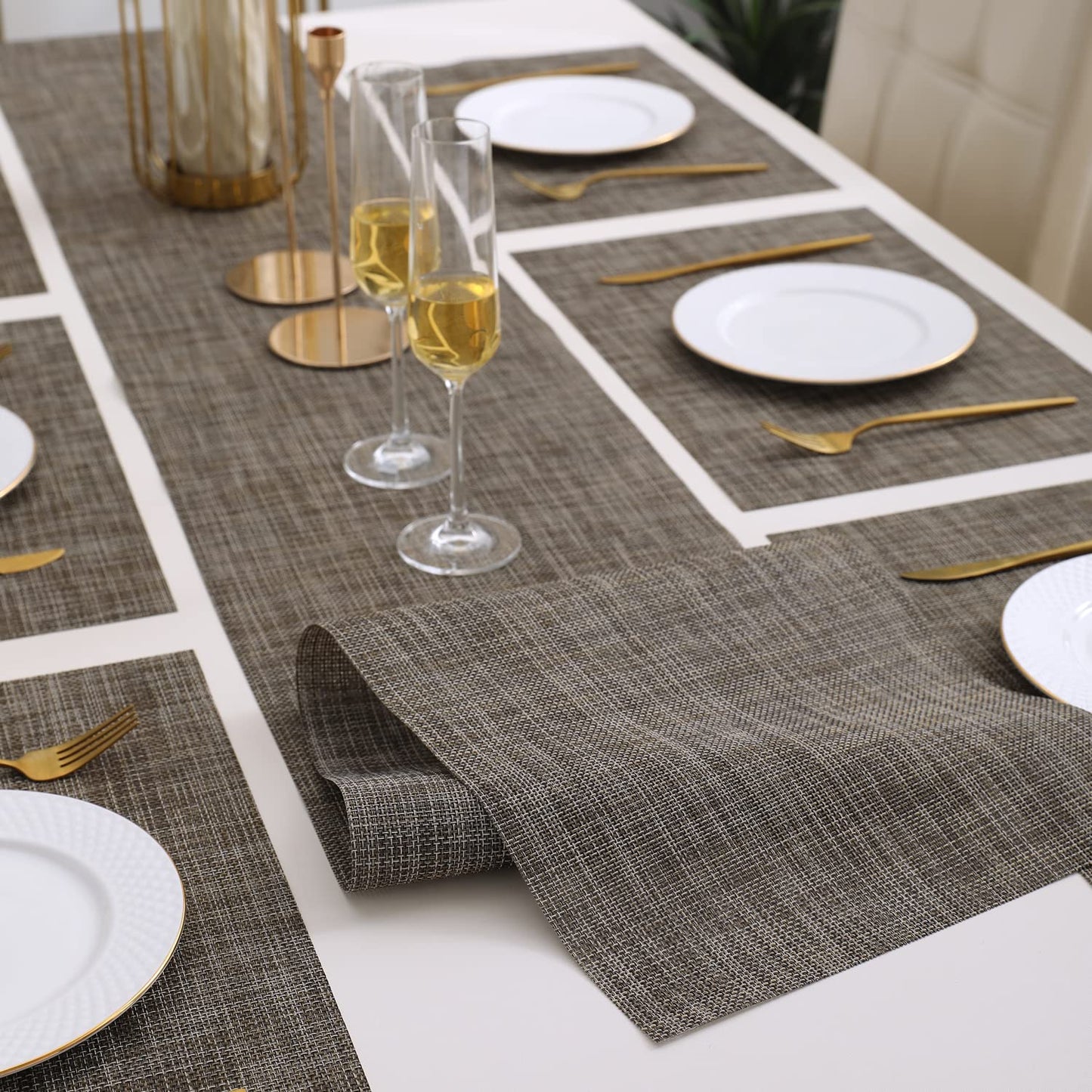 PVC Dining Table Mats, Ash Grey