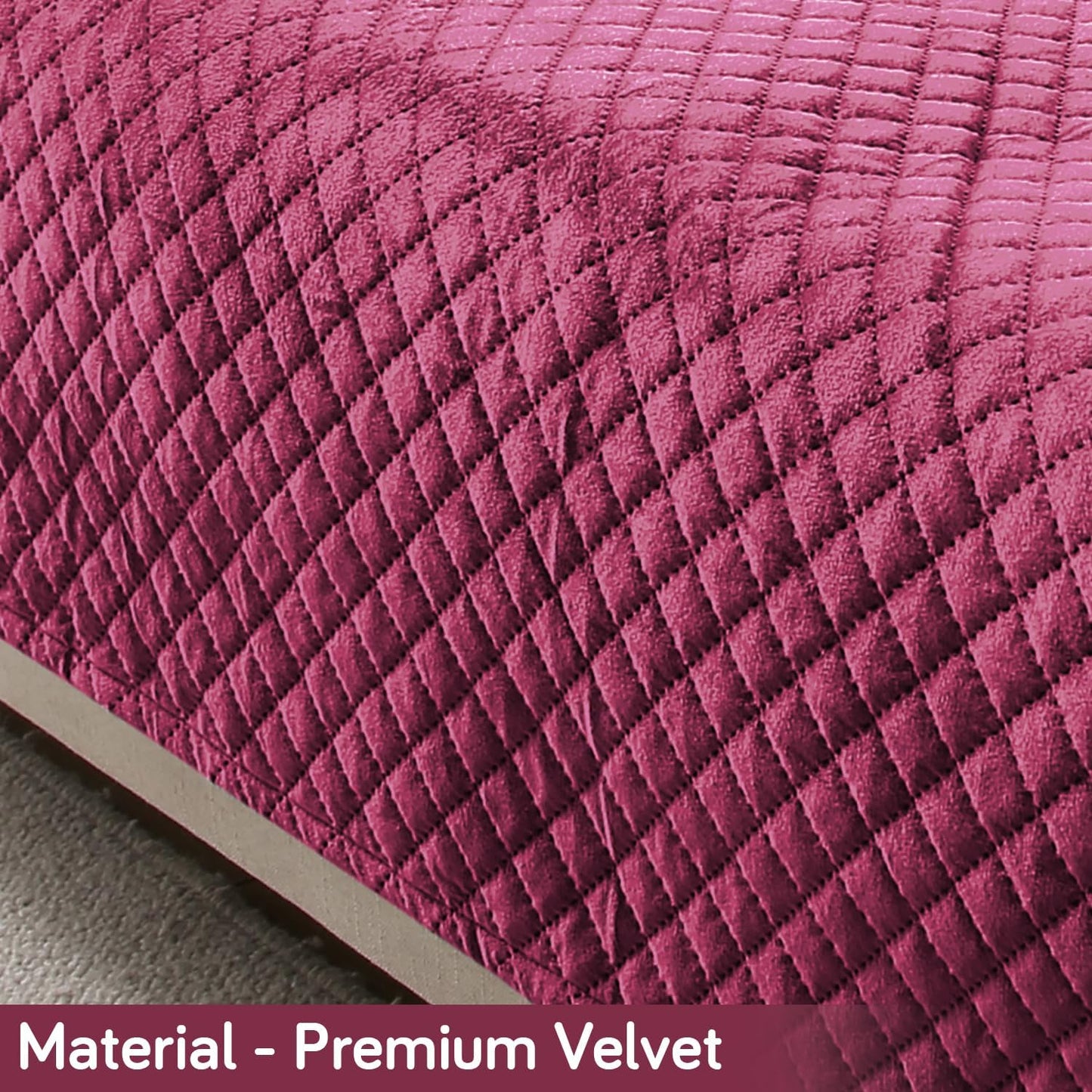 Quilted Velvet Sofa Cover Mat with Side Pockets, Pet Friendly, Wine