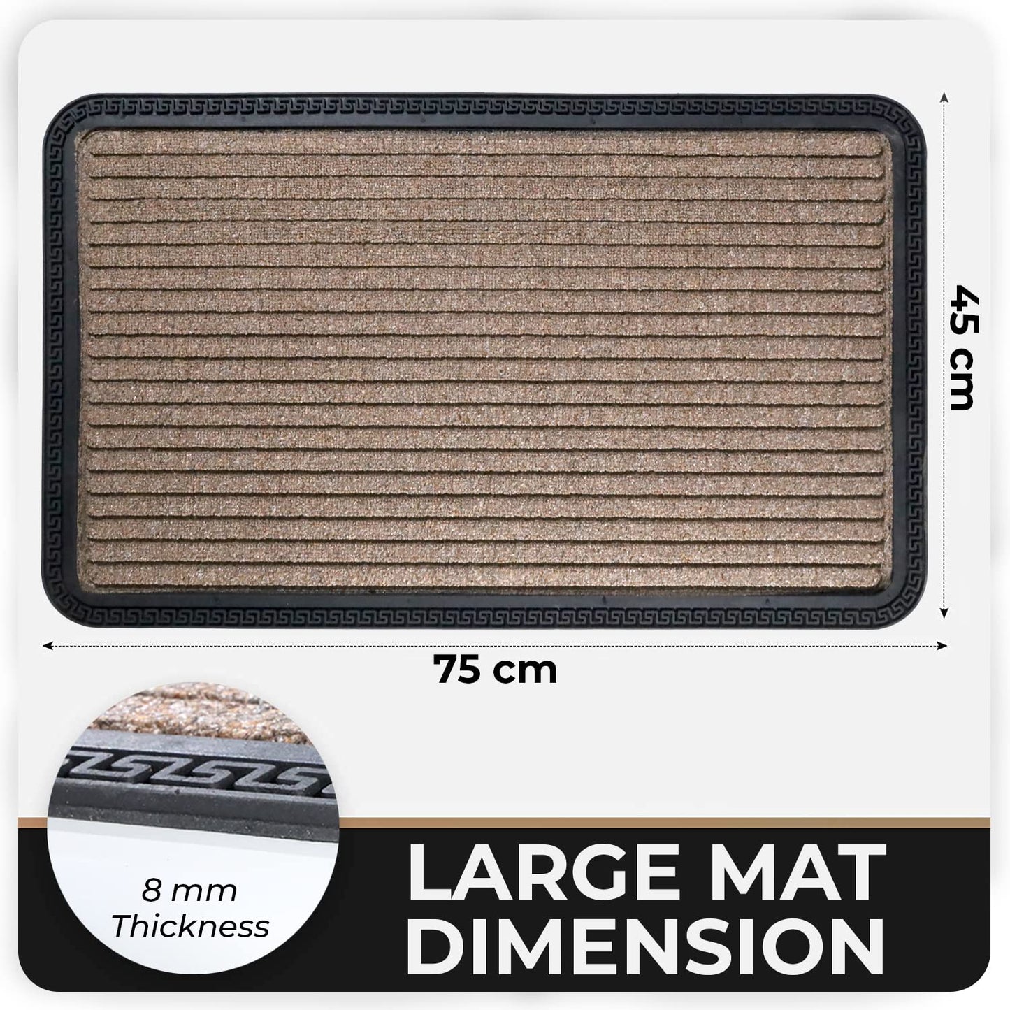 All Purpose Doormat with Rubber Backing, Thick mat for Outdoor and Indoor use, Brown