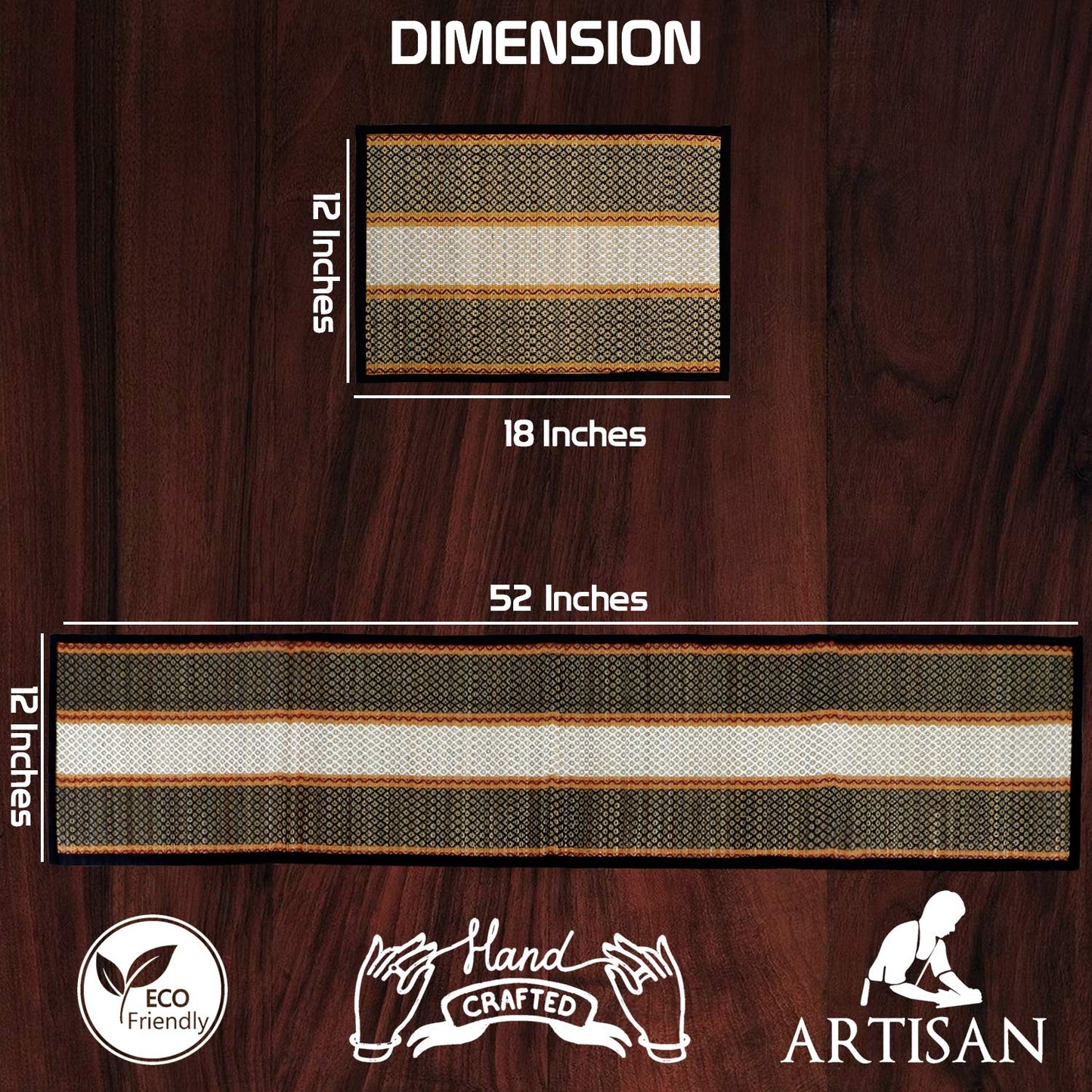 Handmade Madurkathi River Grass Dining Table Mats, Black