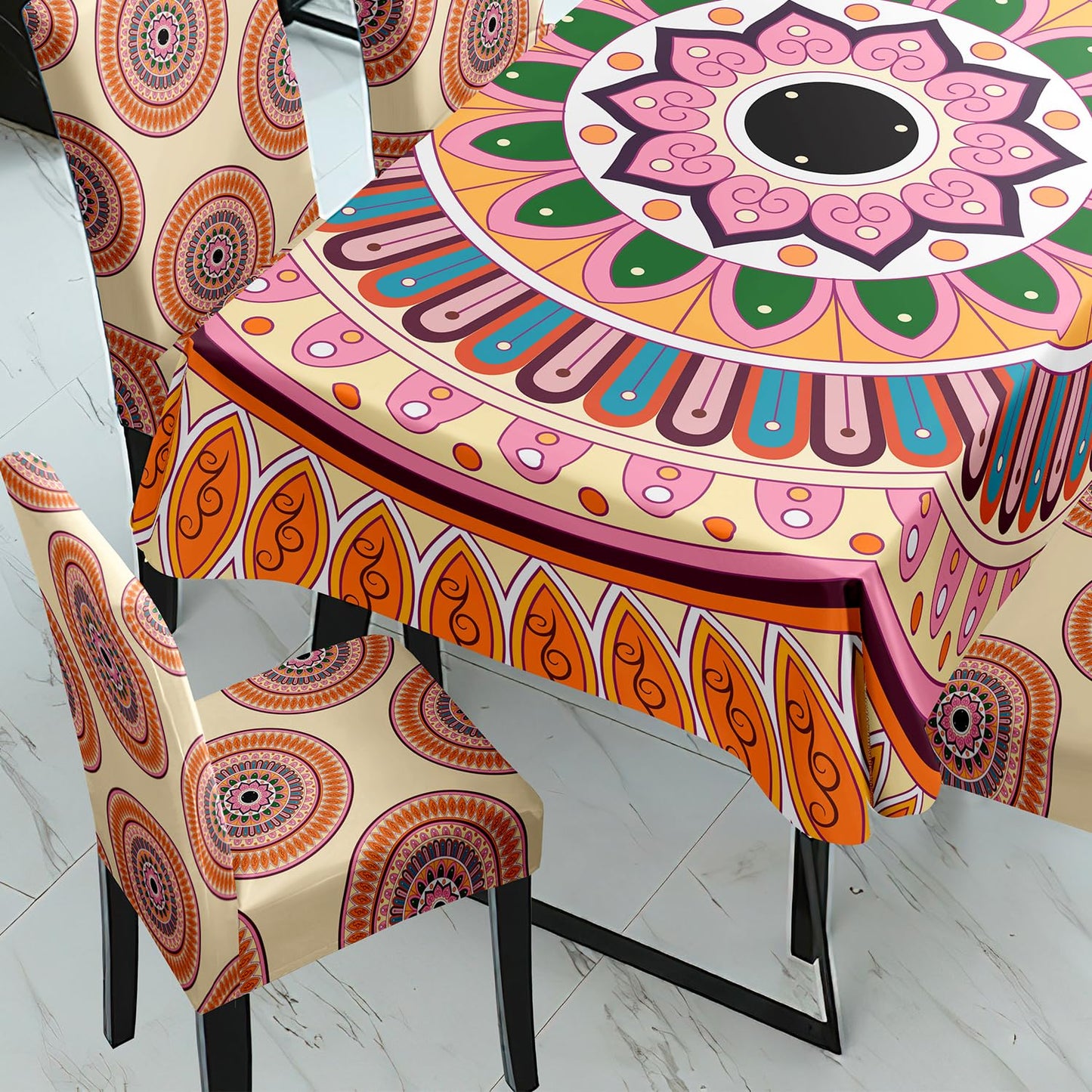 Multicolor Printed Dining Set Cover | 4/6 Seater