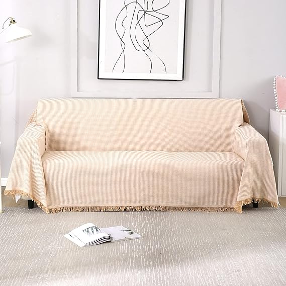 Polyester Cotton Sofa Cover Throw, Peach