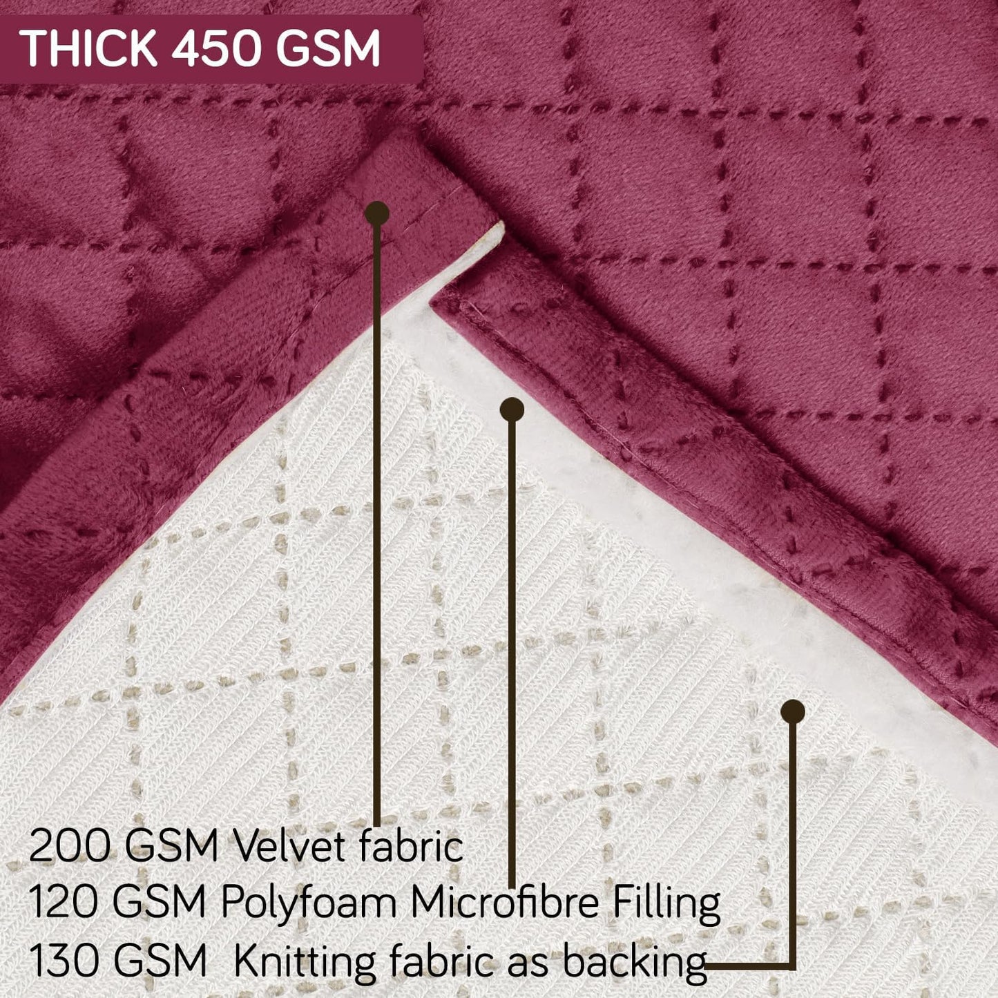 Quilted Velvet Sofa Cover Mat with Side Pockets, Pet Friendly, Wine