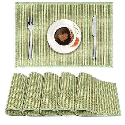 Heat Resistant Bamboo Dinner Mats, Green
