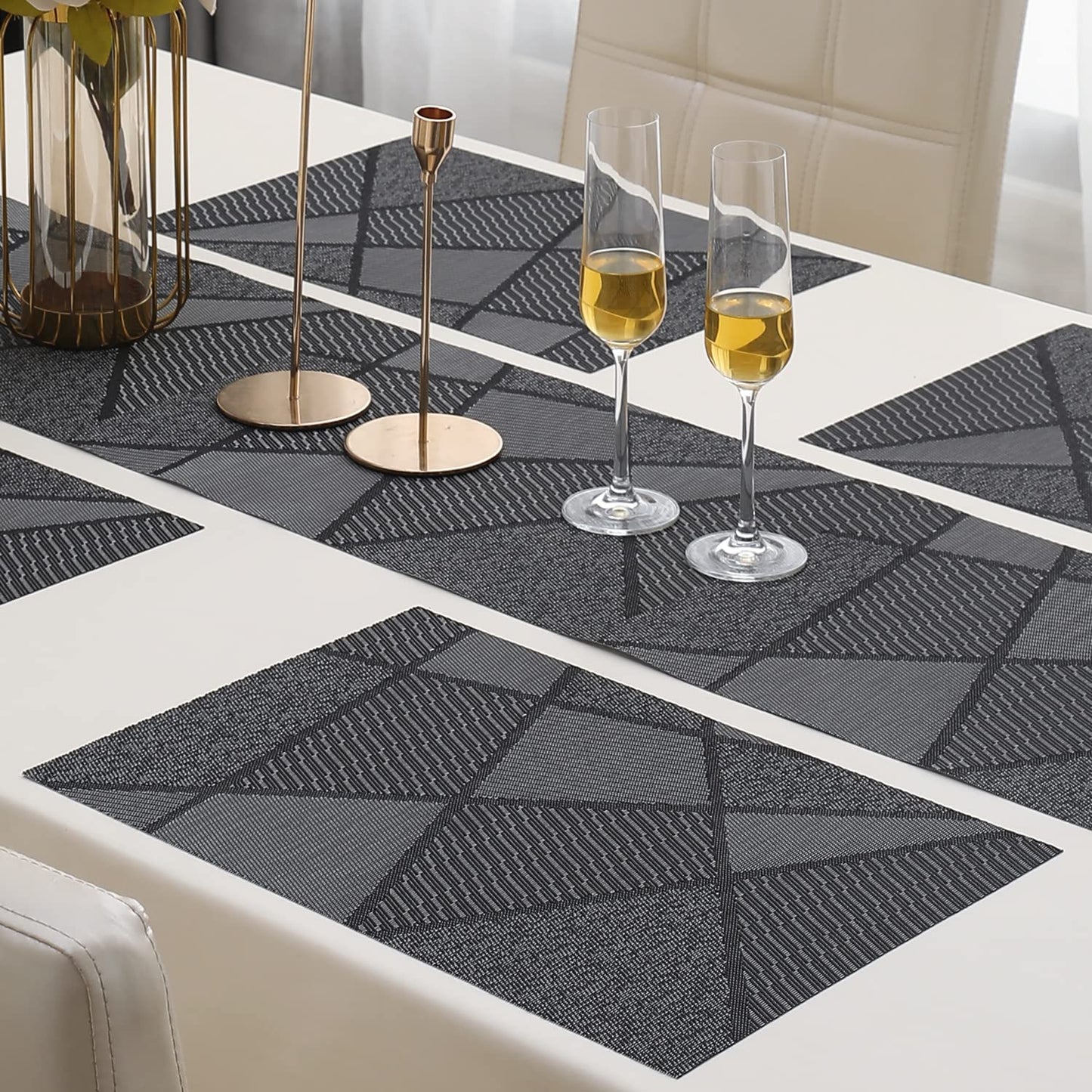 PVC Dining Table Mats, Abstract Black