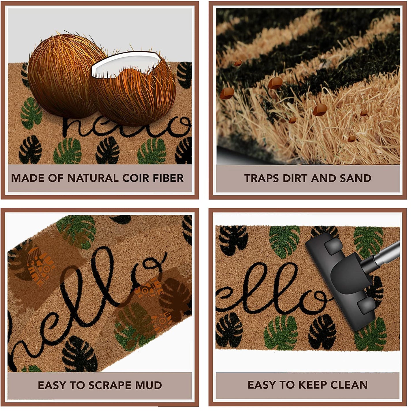 Coir Entrance Door Mat with Anti-Slip PVC Backing