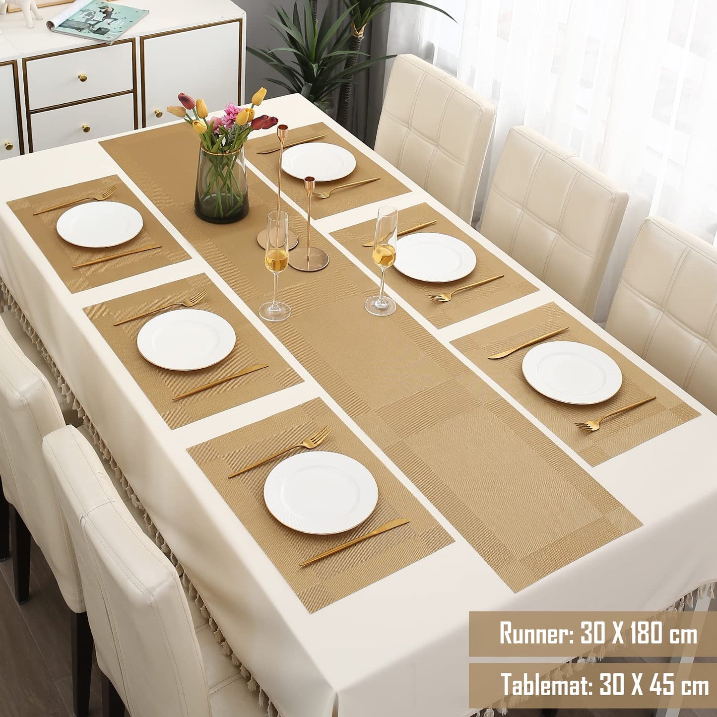 PVC Dining Table Mats, Gold