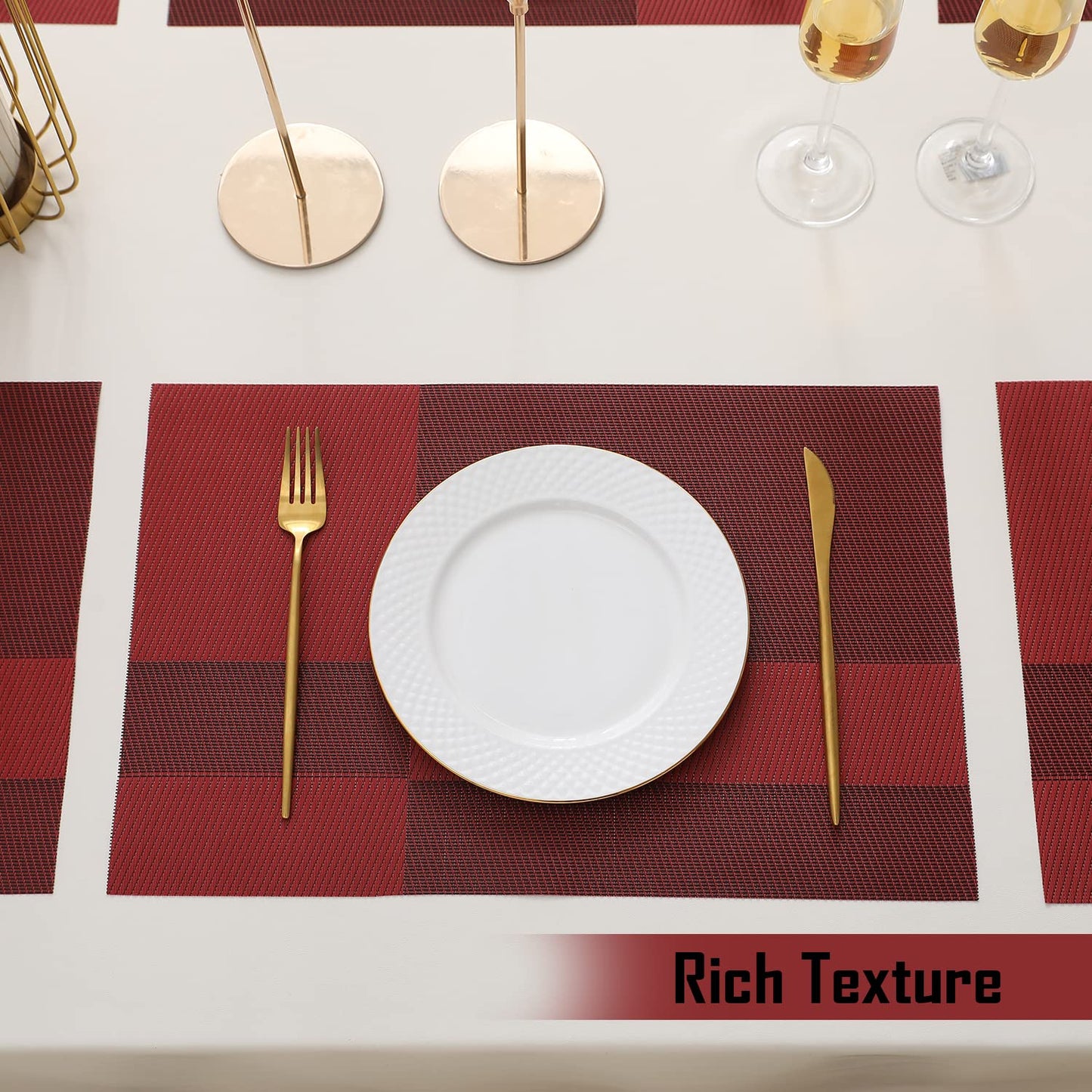 PVC Dining Table Mats, Ruby Red