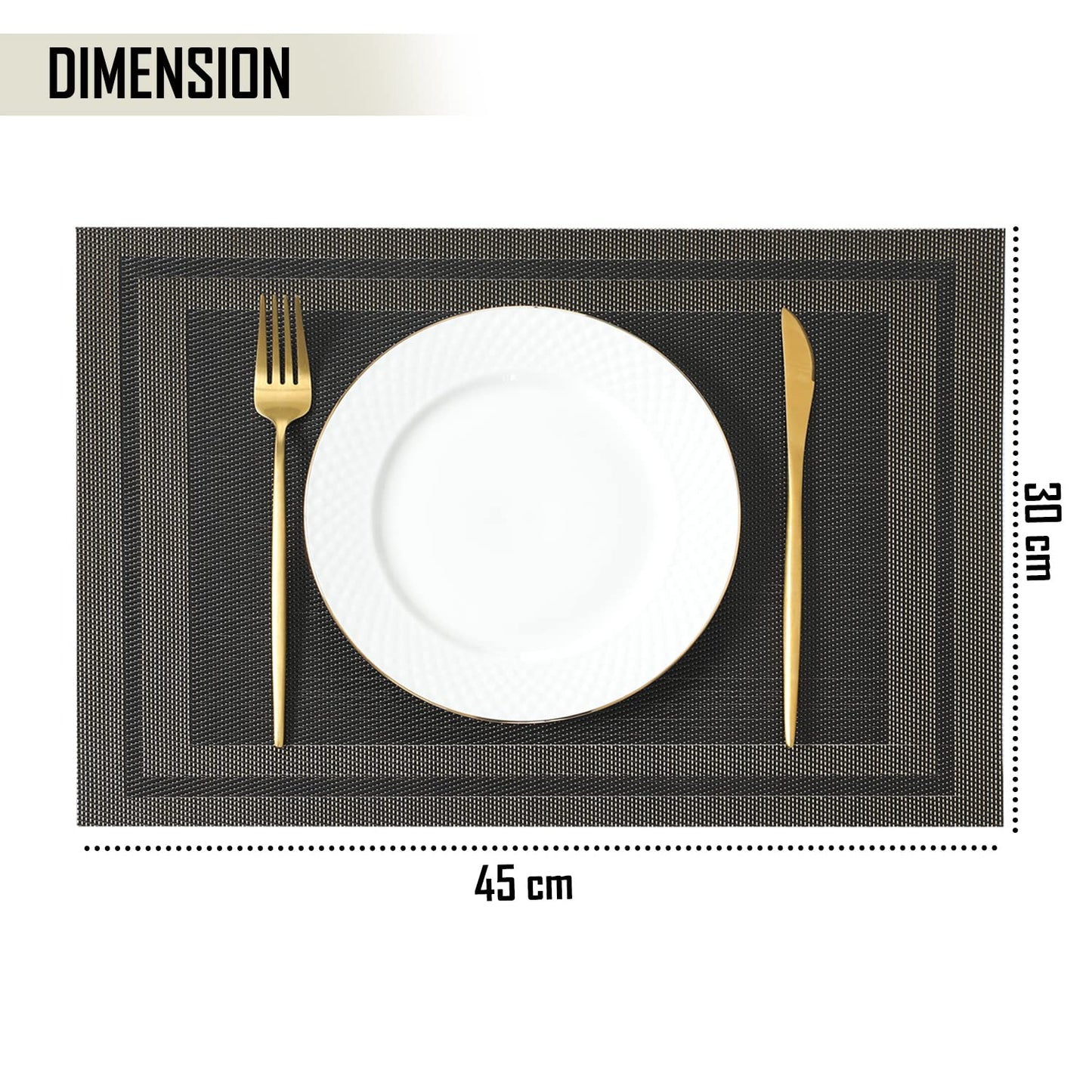 PVC Dining Table Mats, Charcoal Black