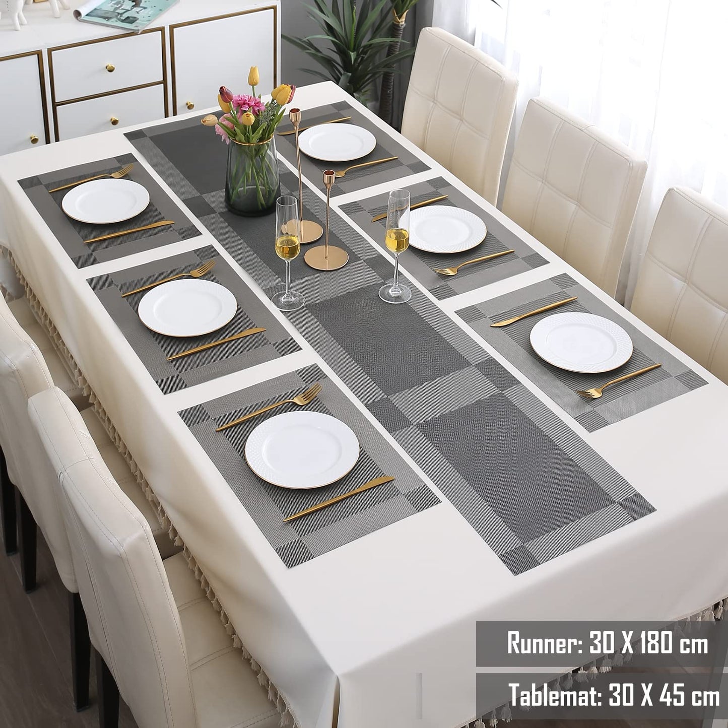 PVC Dining Table Mats, Grey