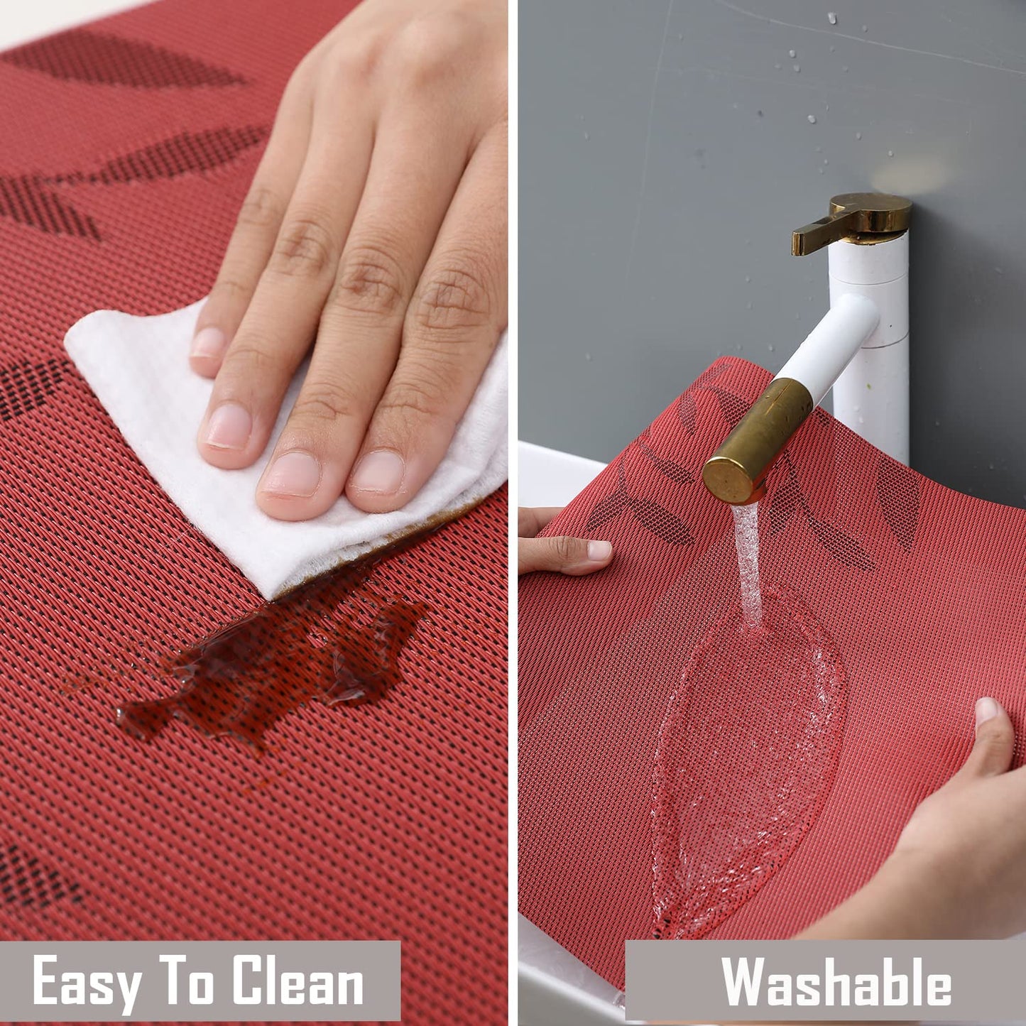 PVC Table Runner Dinner and Coffee Table, 30x135 cm, Red Leaves