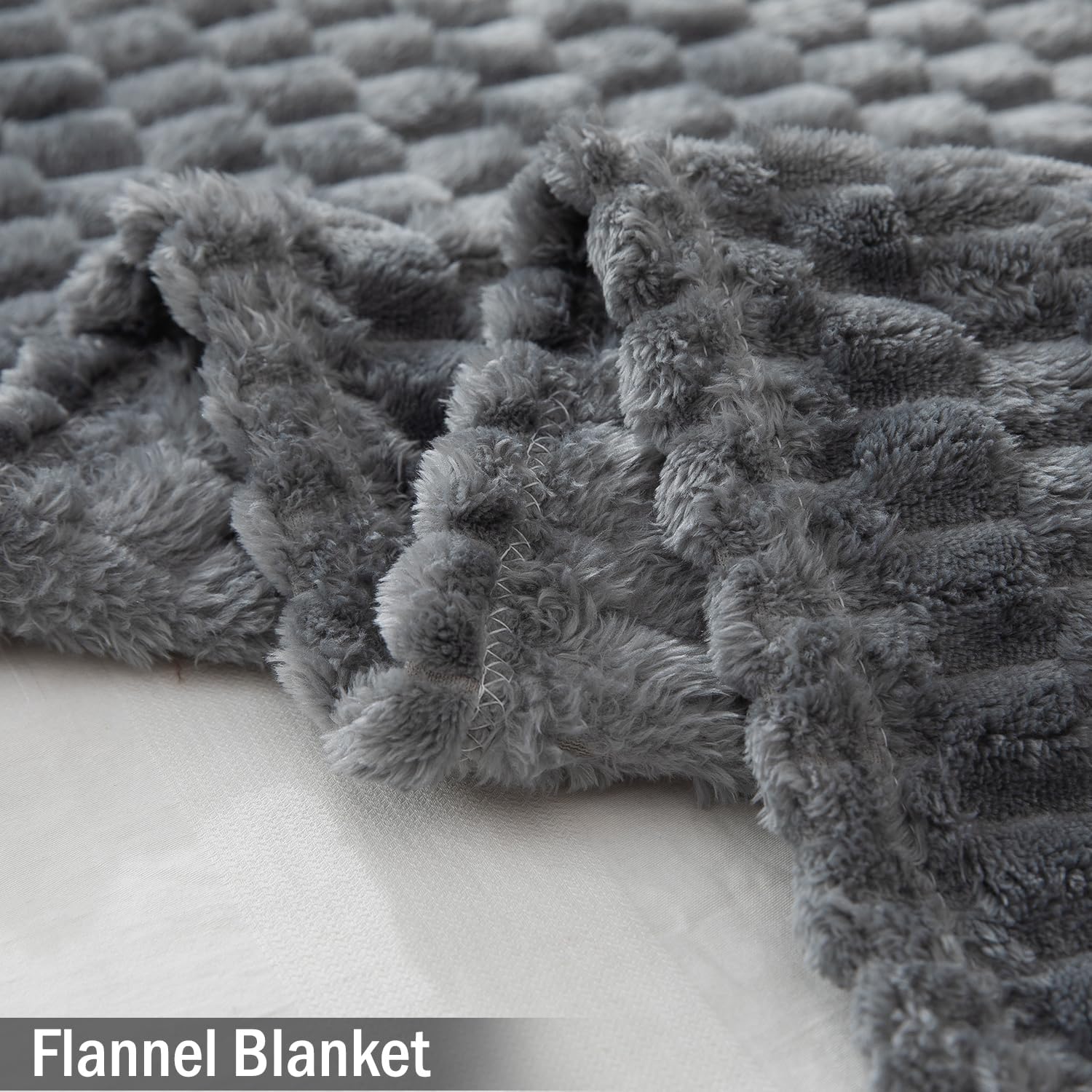 Grey Colour Soft Bubble Texture Warm AC Blanket Double Bed | HOKIPO