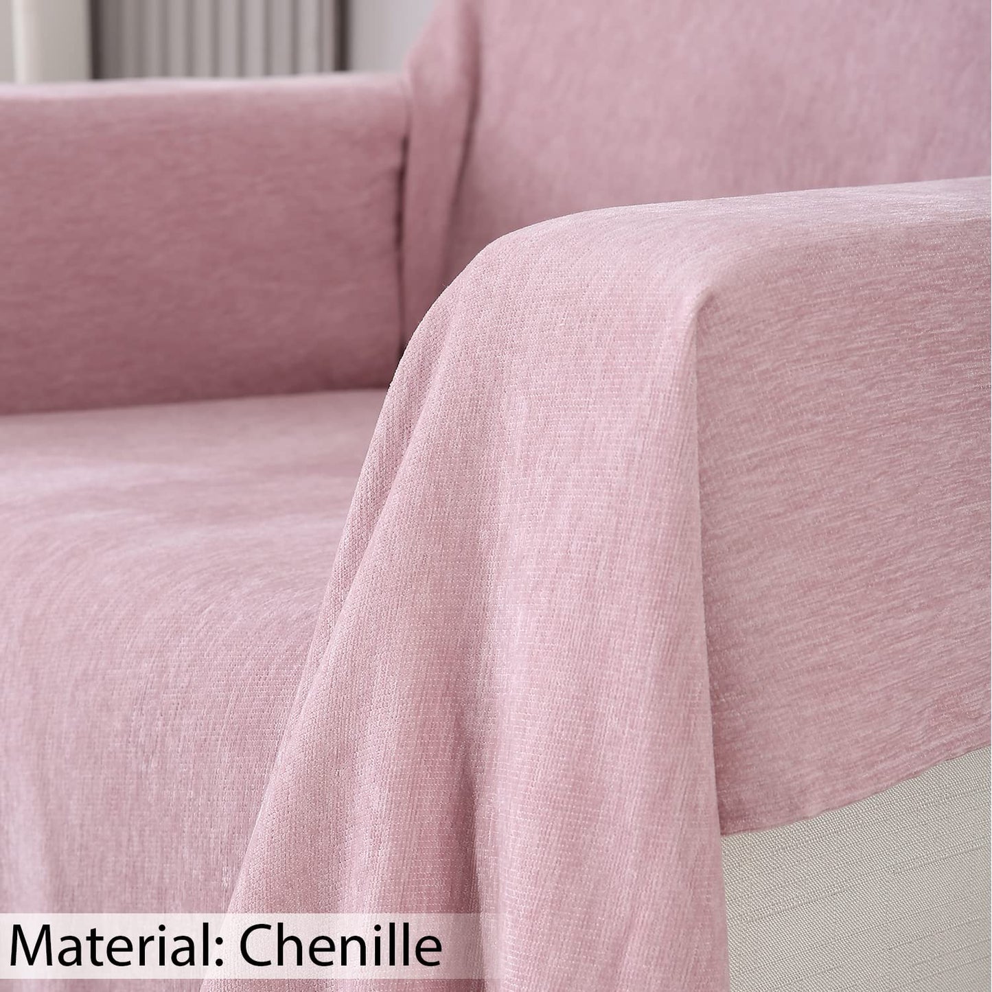 Chenille Sofa Couch Slipcover, Pink for 1/2/3 Seater